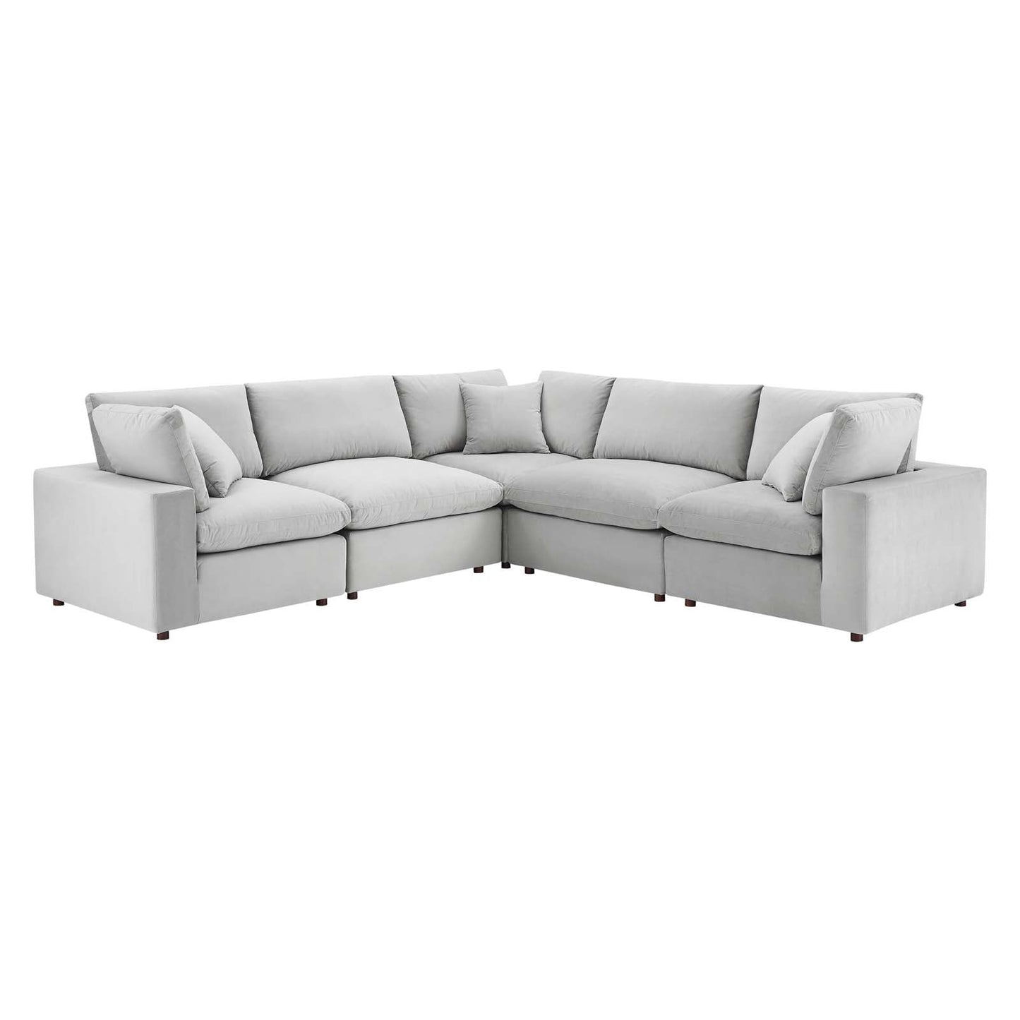 Modway Commix Down Filled Overstuffed Performance Velvet 5-Piece Sectional Sofa | Sofas | 