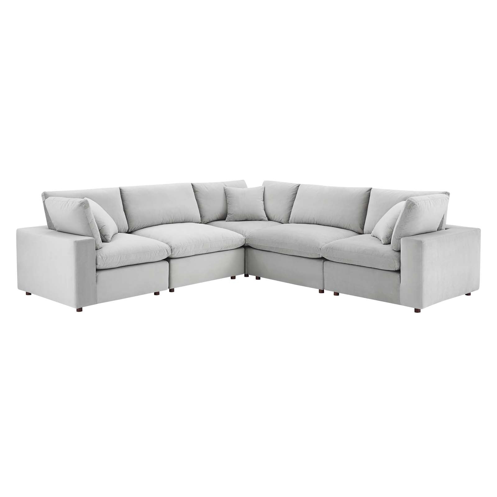 Modway Commix Down Filled Overstuffed Performance Velvet 5-Piece Sectional Sofa | Sofas | 