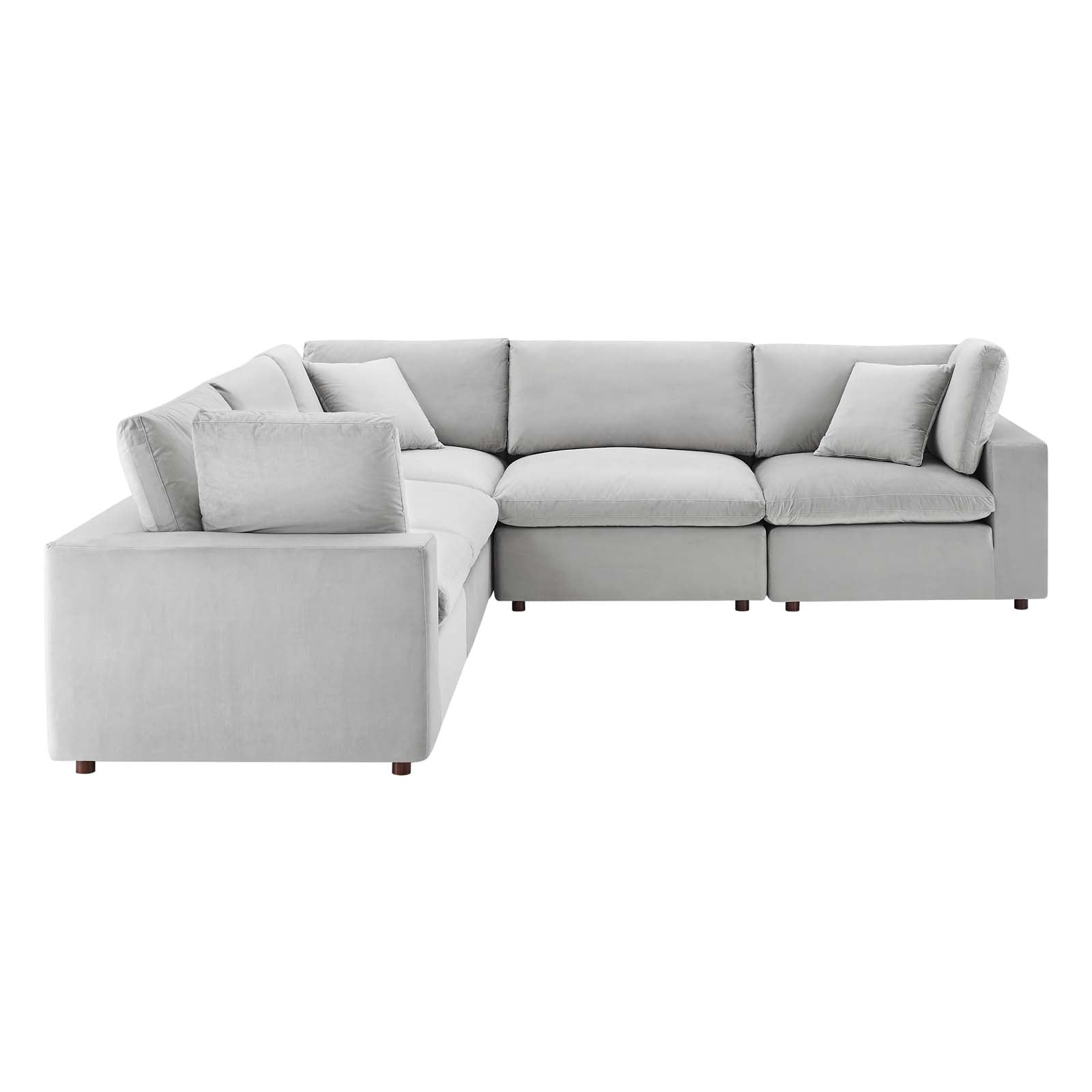Modway Commix Down Filled Overstuffed Performance Velvet 5-Piece Sectional Sofa | Sofas | 