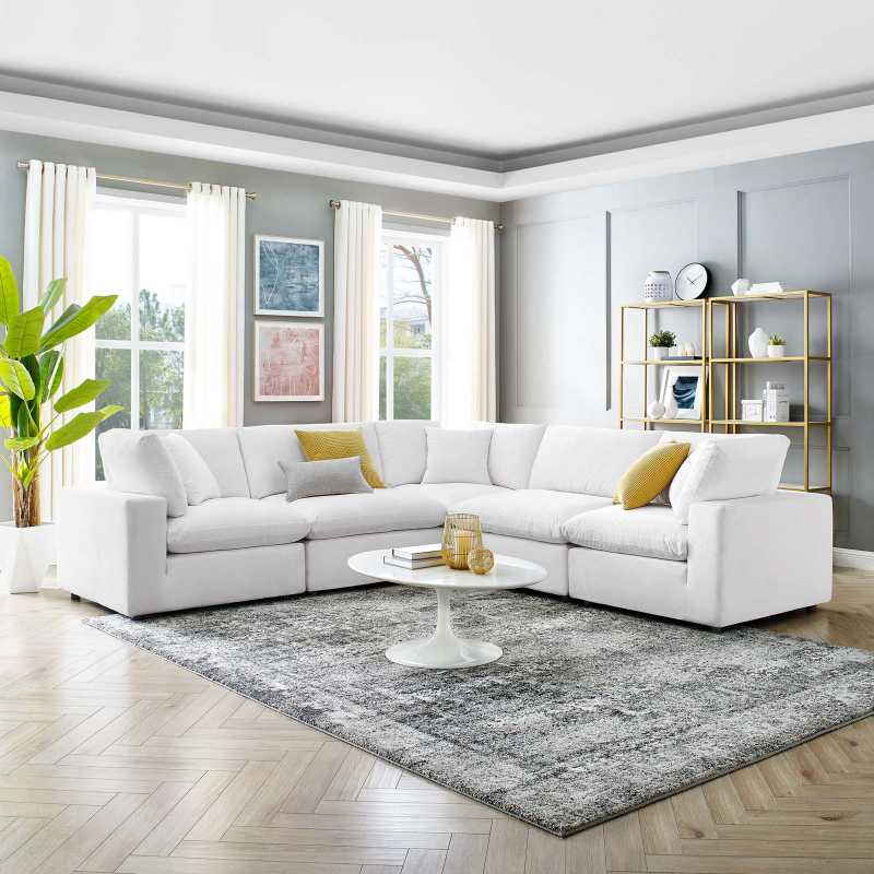 Modway Commix Down Filled Overstuffed Performance Velvet 5-Piece Sectional Sofa | Sofas | 