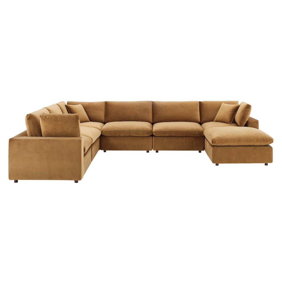 Modway Commix Down Filled Overstuffed Performance Velvet 7-Piece Sectional Sofa | Sofas | 