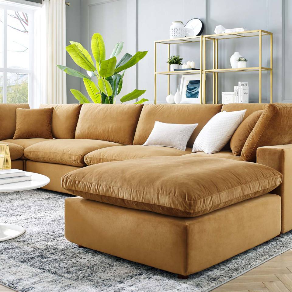 Modway Commix Down Filled Overstuffed Performance Velvet 7-Piece Sectional Sofa | Sofas | 