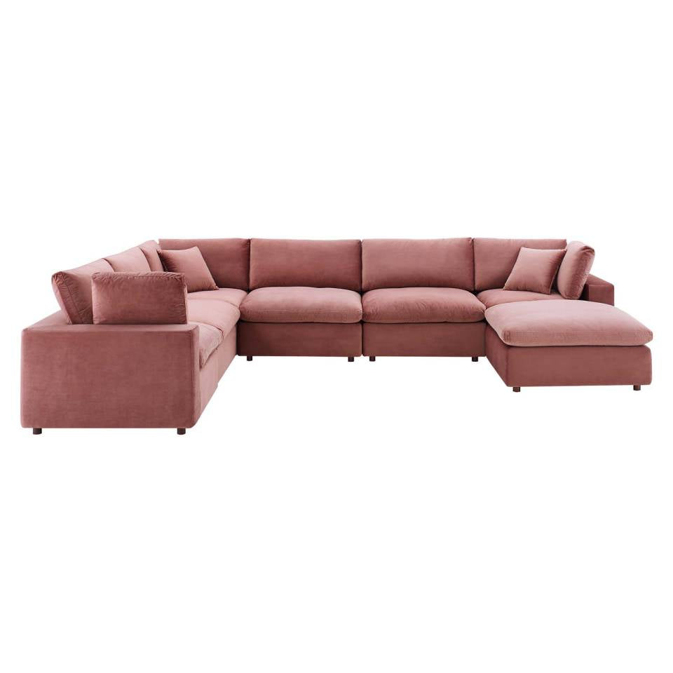 Modway Commix Down Filled Overstuffed Performance Velvet 7-Piece Sectional Sofa | Sofas | 