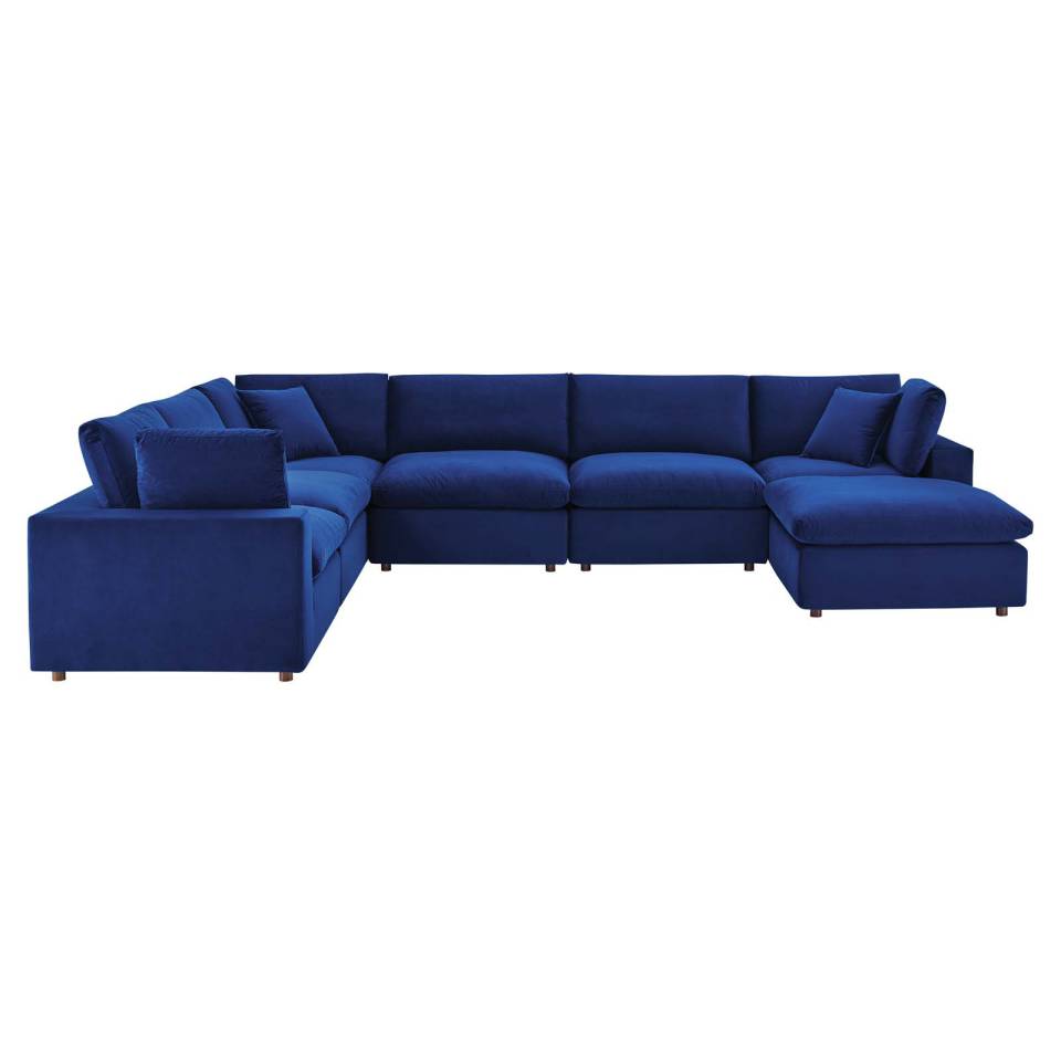 Modway Commix Down Filled Overstuffed Performance Velvet 7-Piece Sectional Sofa | Sofas | 