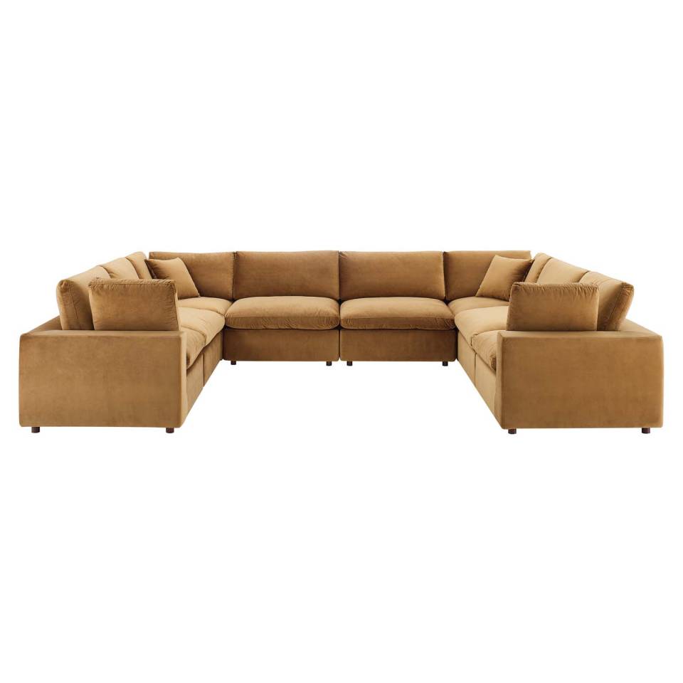 Modway Commix Down Filled Overstuffed Performance Velvet 8-Piece Sectional Sofa | Outdoor Sofas, Loveseats & Sectionals | 