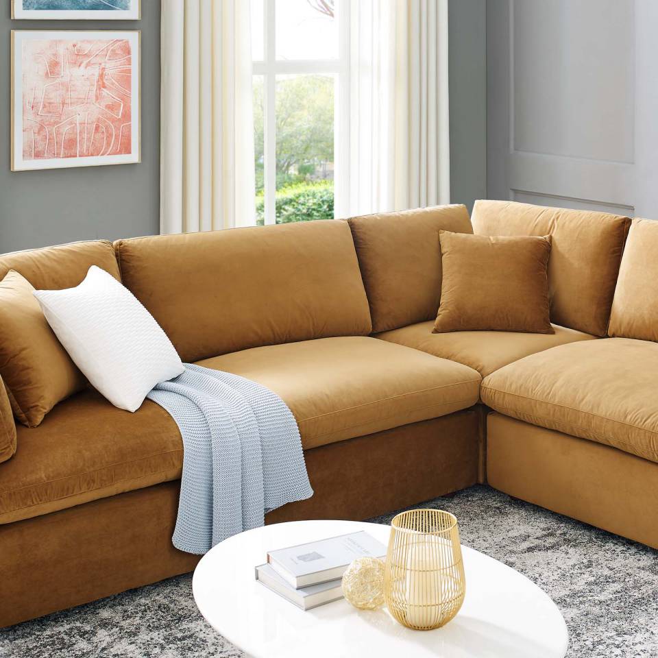 Modway Commix Down Filled Overstuffed Performance Velvet 8-Piece Sectional Sofa | Outdoor Sofas, Loveseats & Sectionals | 