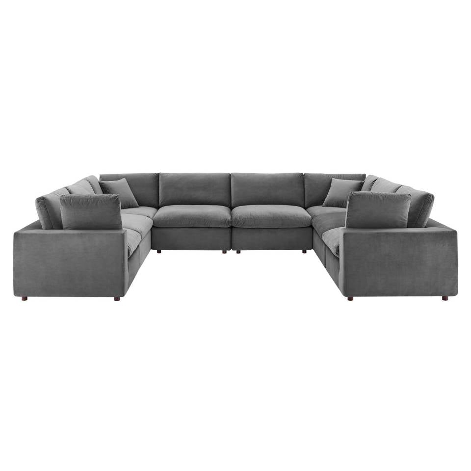 Modway Commix Down Filled Overstuffed Performance Velvet 8-Piece Sectional Sofa | Outdoor Sofas, Loveseats & Sectionals | 