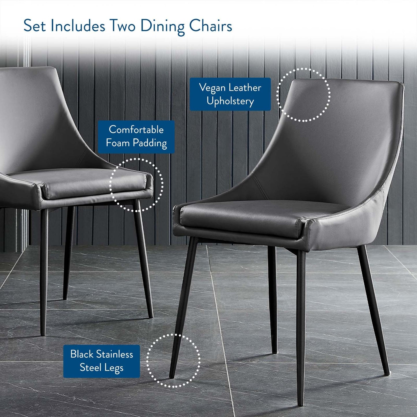 Modway Viscount Vegan Leather Dining Chairs - Set of 2 | Dining Chairs | Modishstore-8