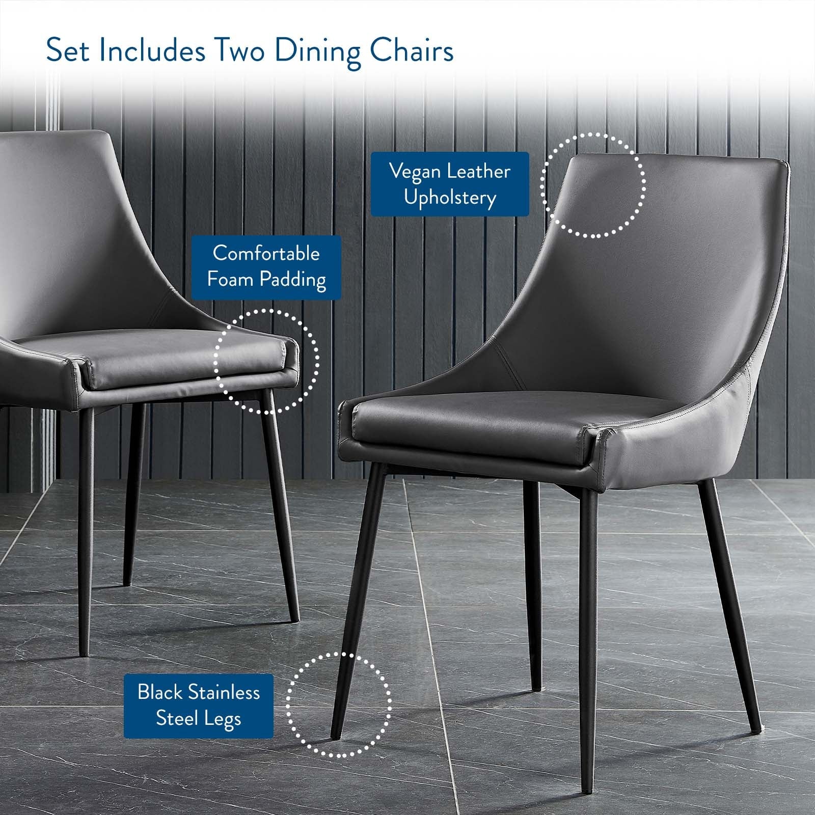 Modway Viscount Vegan Leather Dining Chairs - Set of 2 | Dining Chairs | Modishstore-8
