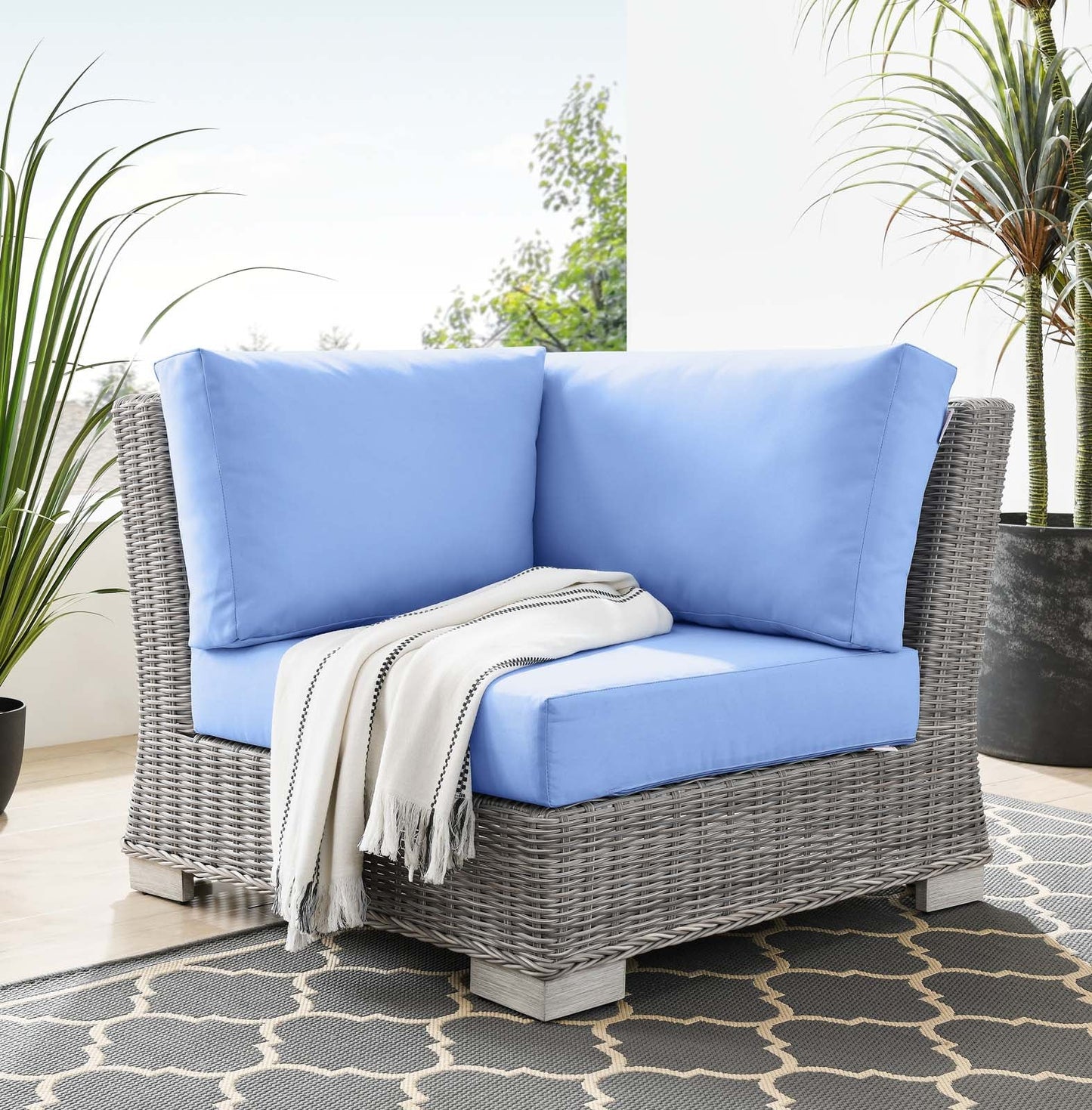 Modway Conway Outdoor Patio Wicker Rattan Corner Chair | Outdoor Sofas, Loveseats & Sectionals | 