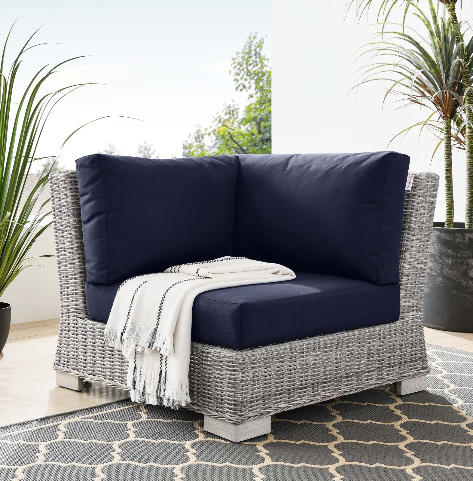 Modway Conway Outdoor Patio Wicker Rattan Corner Chair | Outdoor Sofas, Loveseats & Sectionals | 