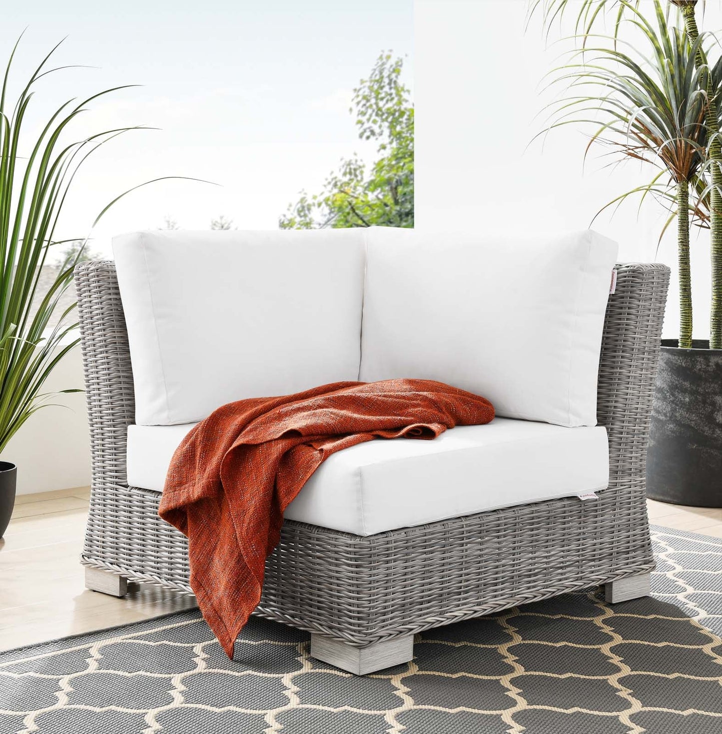 Modway Conway Outdoor Patio Wicker Rattan Corner Chair | Outdoor Sofas, Loveseats & Sectionals | 