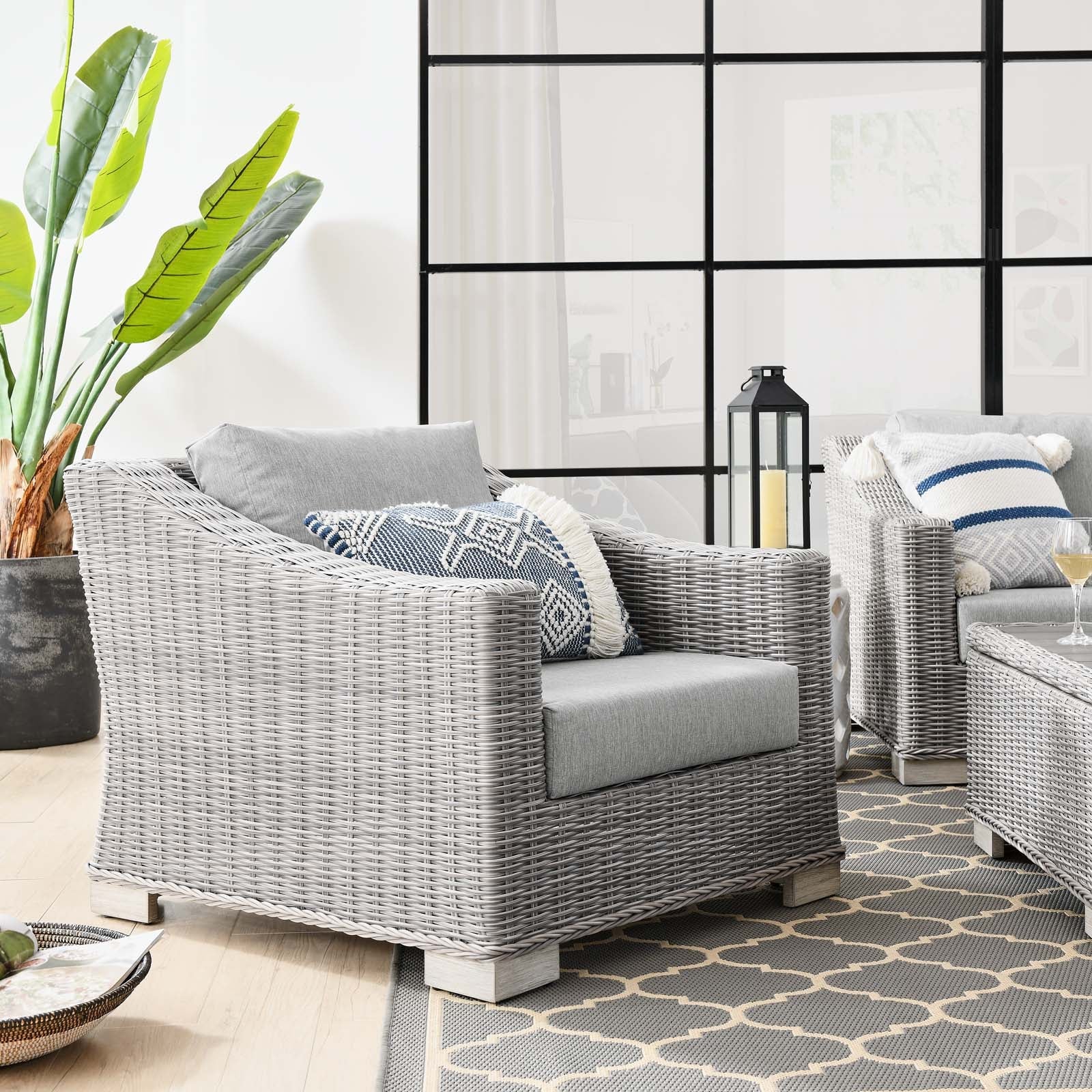 Modway Conway Outdoor Patio Wicker Rattan Armchair | Outdoor Sofas, Loveseats & Sectionals