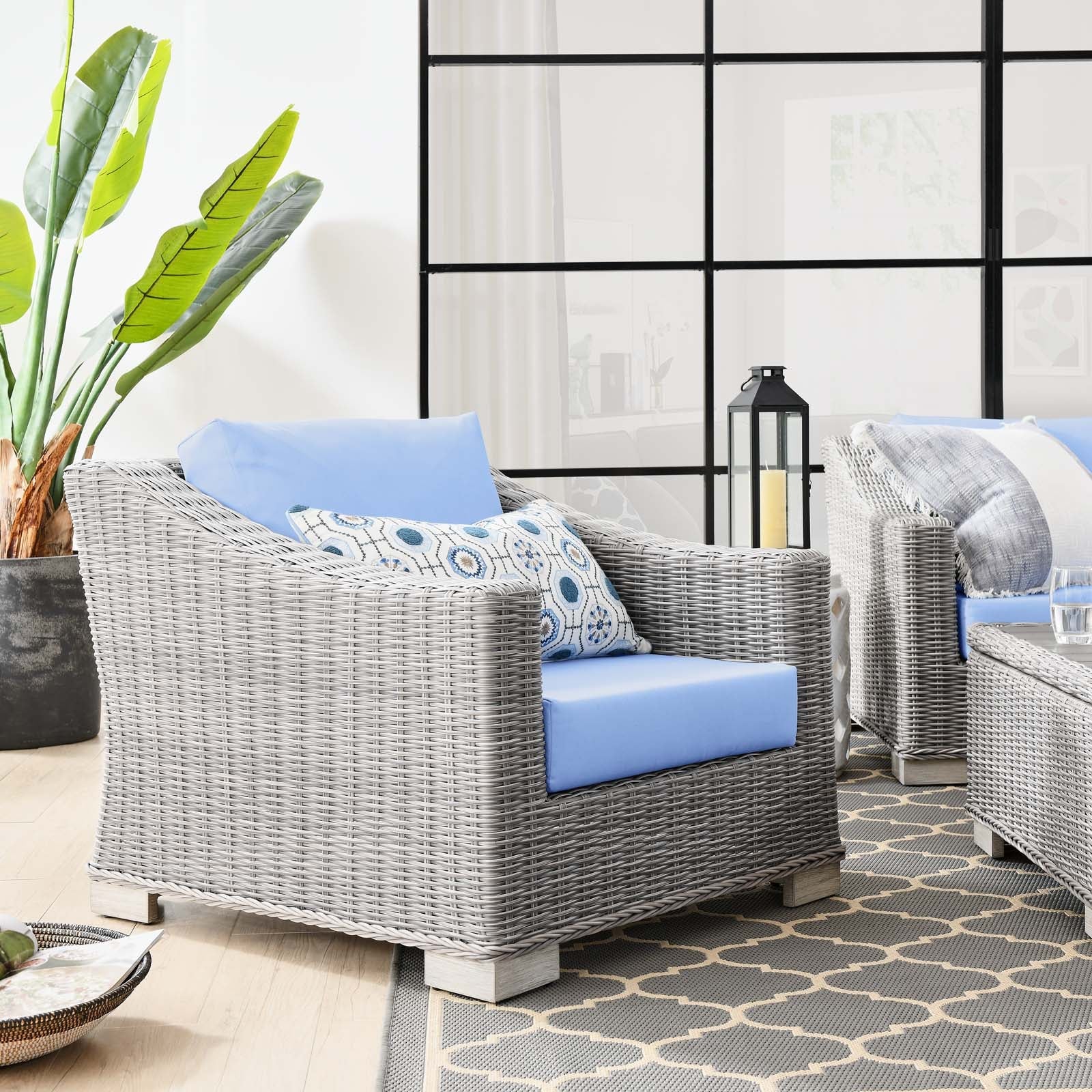 Modway Conway Outdoor Patio Wicker Rattan Armchair | Outdoor Sofas, Loveseats & Sectionals | 