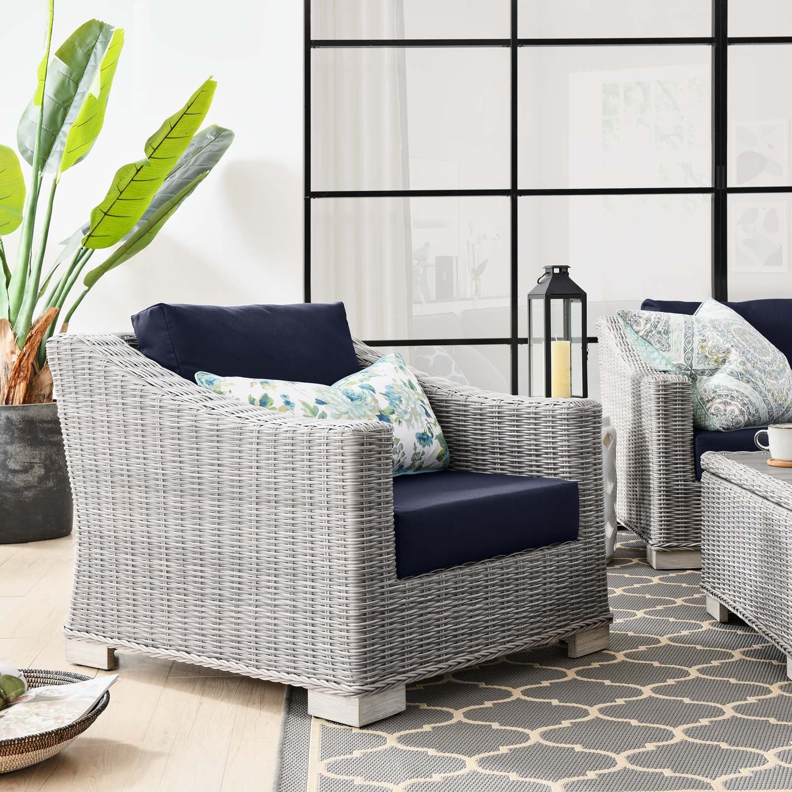 Modway Conway Outdoor Patio Wicker Rattan Armchair | Outdoor Sofas, Loveseats & Sectionals | 