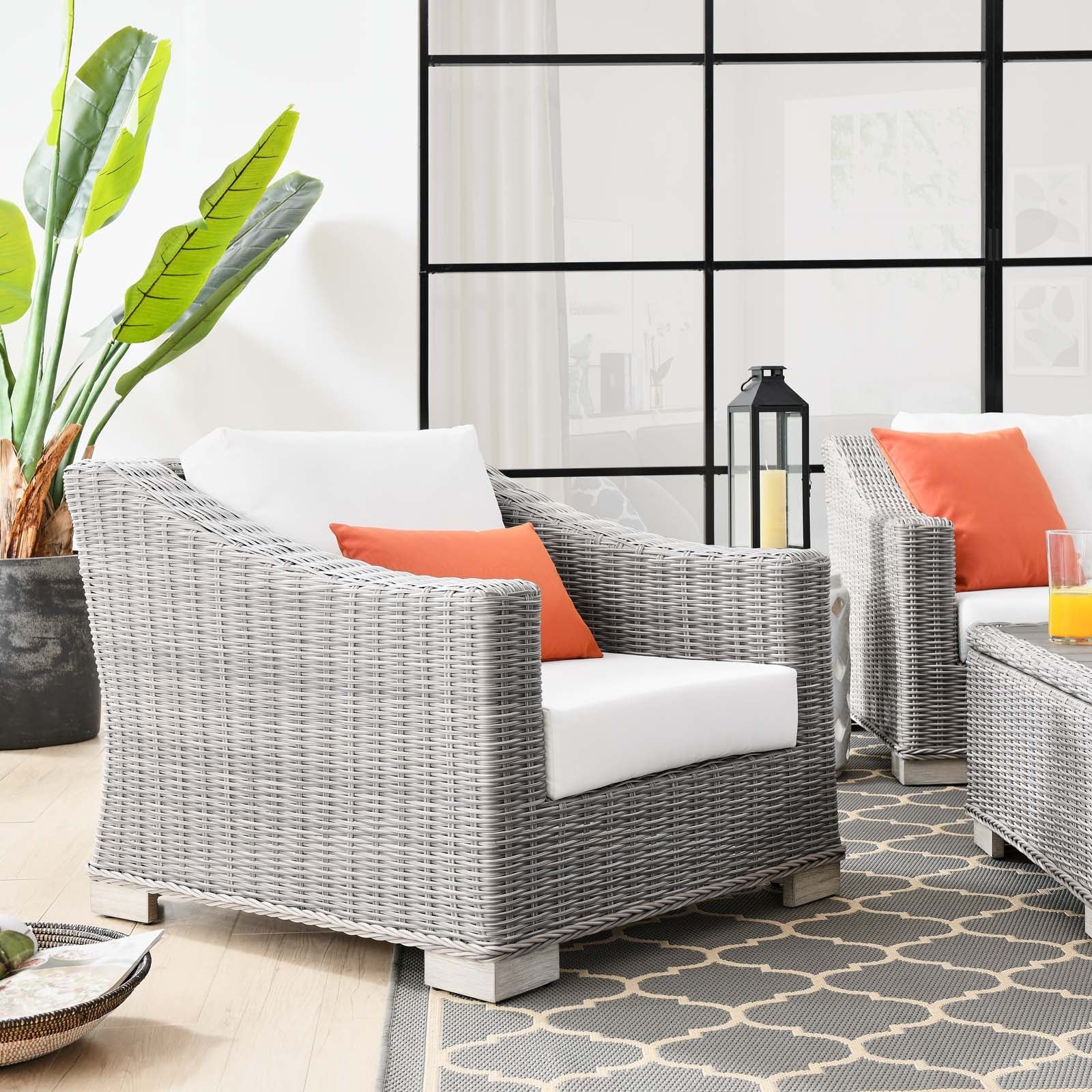 Modway Conway Outdoor Patio Wicker Rattan Armchair | Outdoor Sofas, Loveseats & Sectionals | 
