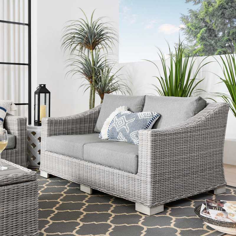 Modway Conway Outdoor Patio Wicker Rattan Loveseat | Outdoor Sofas, Loveseats & Sectionals
