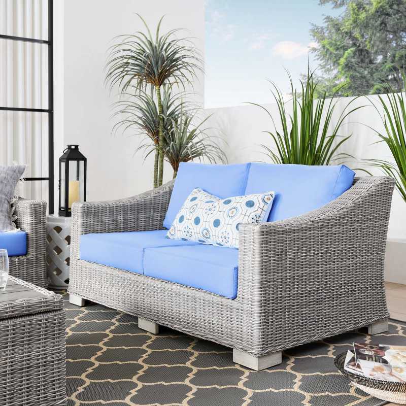 Modway Conway Outdoor Patio Wicker Rattan Loveseat | Outdoor Sofas, Loveseats & Sectionals | 