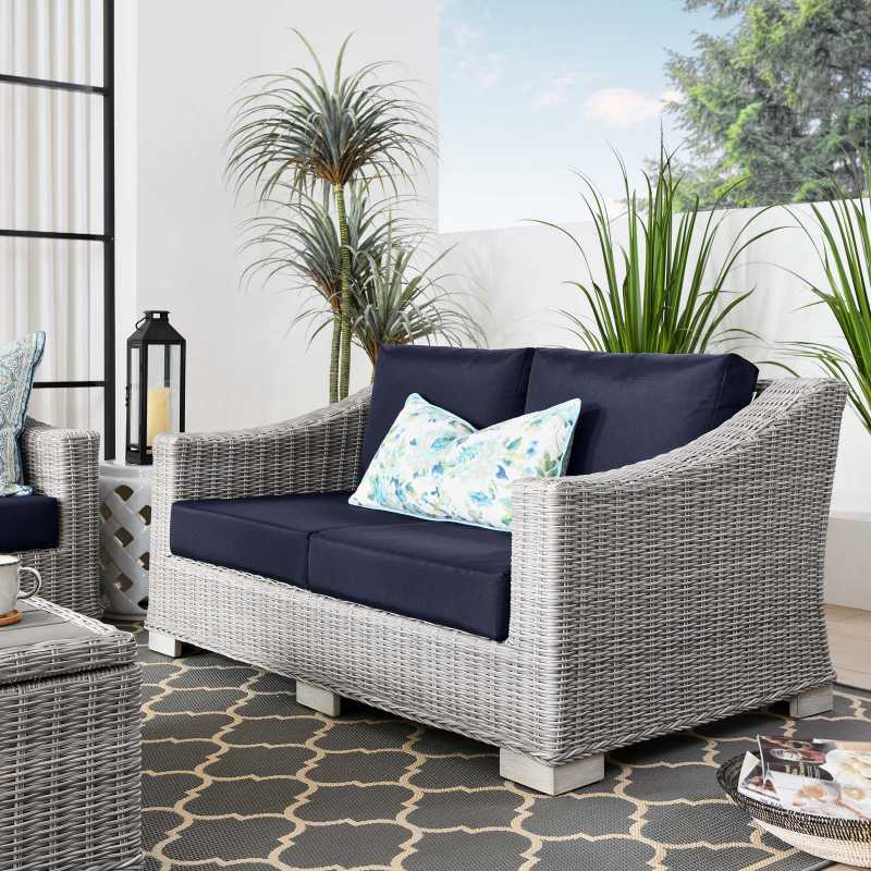 Modway Conway Outdoor Patio Wicker Rattan Loveseat | Outdoor Sofas, Loveseats & Sectionals | 