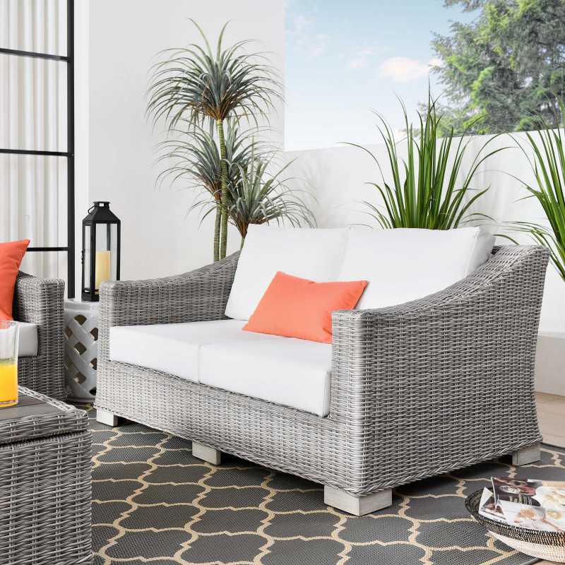 Modway Conway Outdoor Patio Wicker Rattan Loveseat | Outdoor Sofas, Loveseats & Sectionals | 