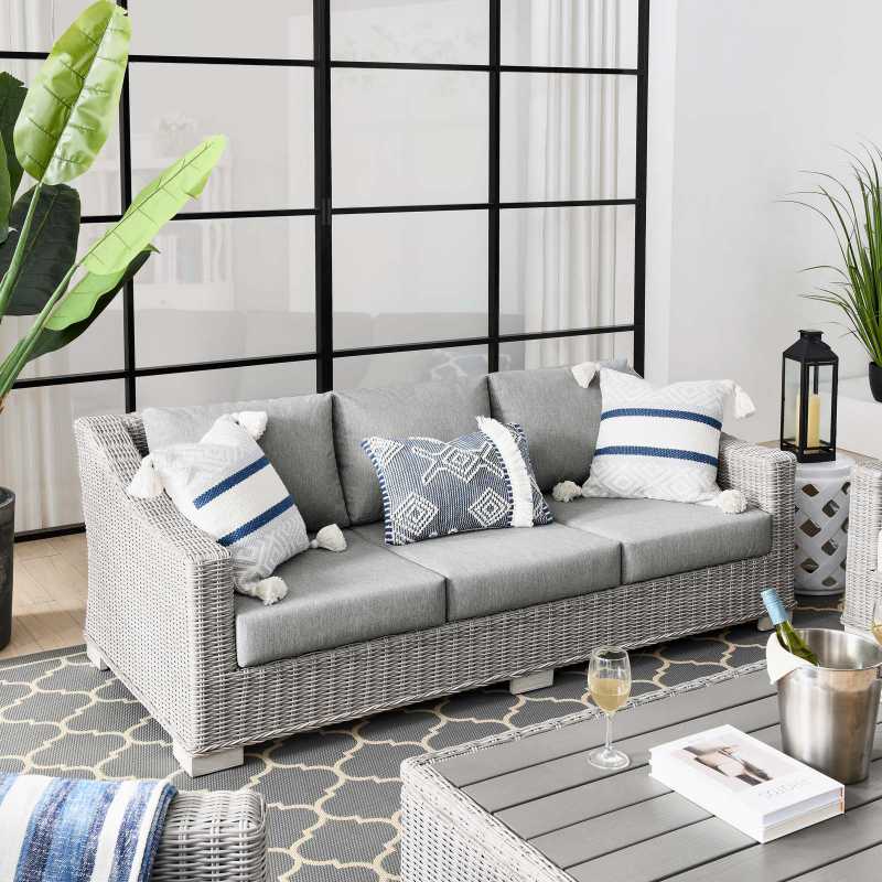 Modway Conway Outdoor Patio Wicker Rattan Sofa | Outdoor Sofas, Loveseats & Sectionals