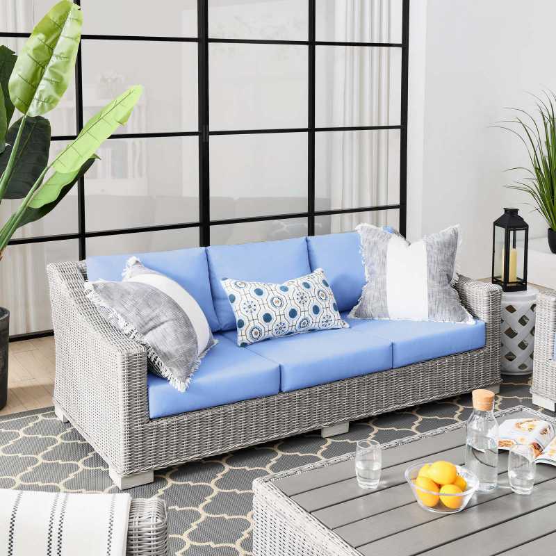 Modway Conway Outdoor Patio Wicker Rattan Sofa | Outdoor Sofas, Loveseats & Sectionals | 