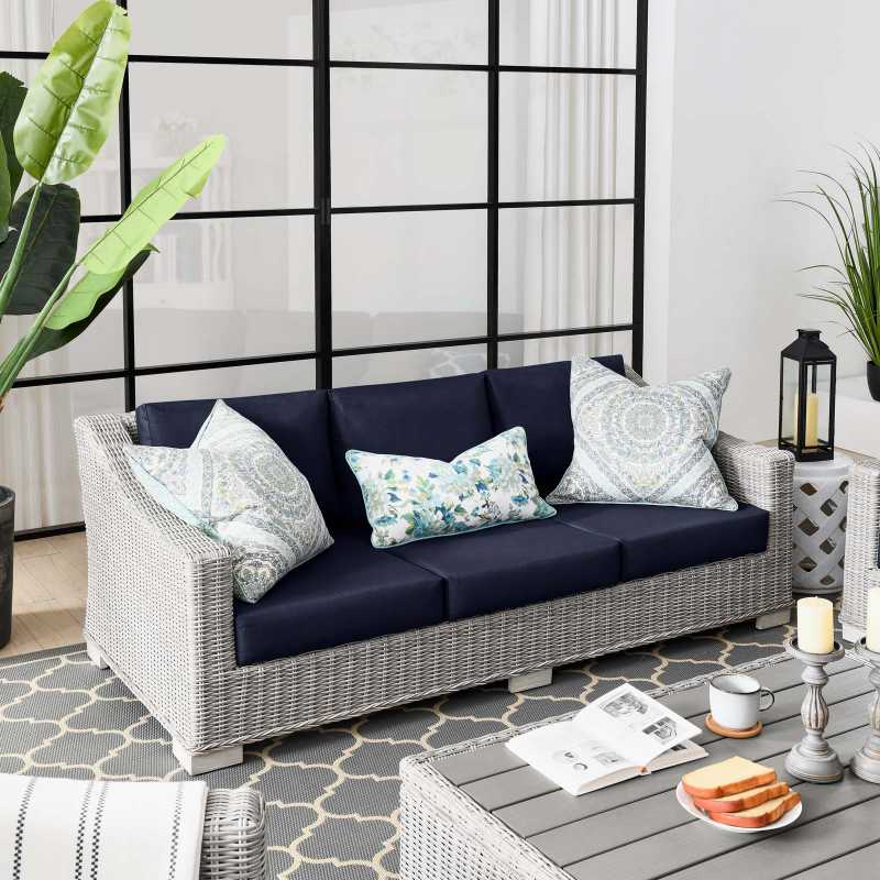 Modway Conway Outdoor Patio Wicker Rattan Sofa | Outdoor Sofas, Loveseats & Sectionals | 