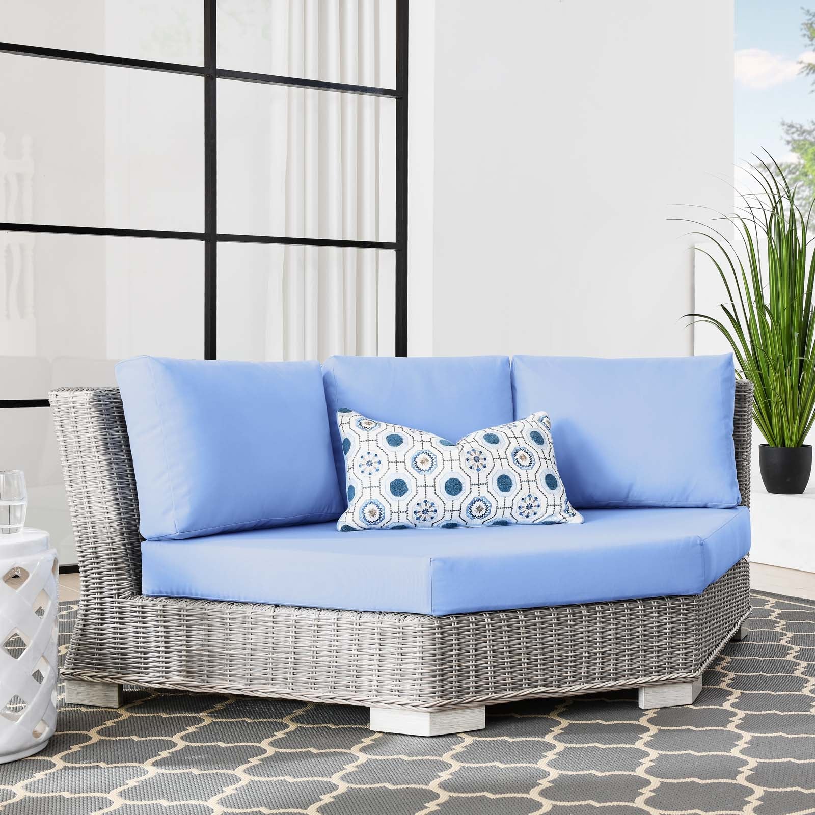 Modway Conway Outdoor Patio Wicker Rattan Round Corner Chair | Outdoor Chairs | 