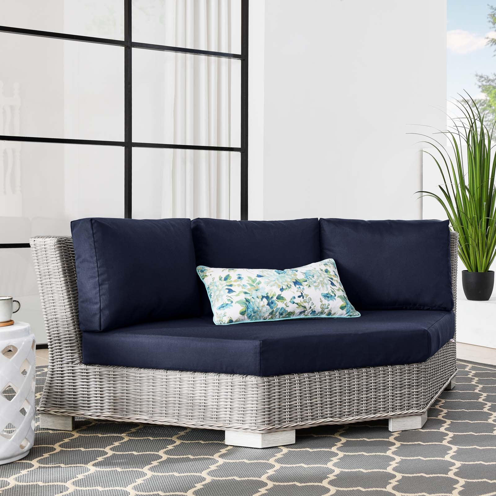 Modway Conway Outdoor Patio Wicker Rattan Round Corner Chair | Outdoor Chairs | 