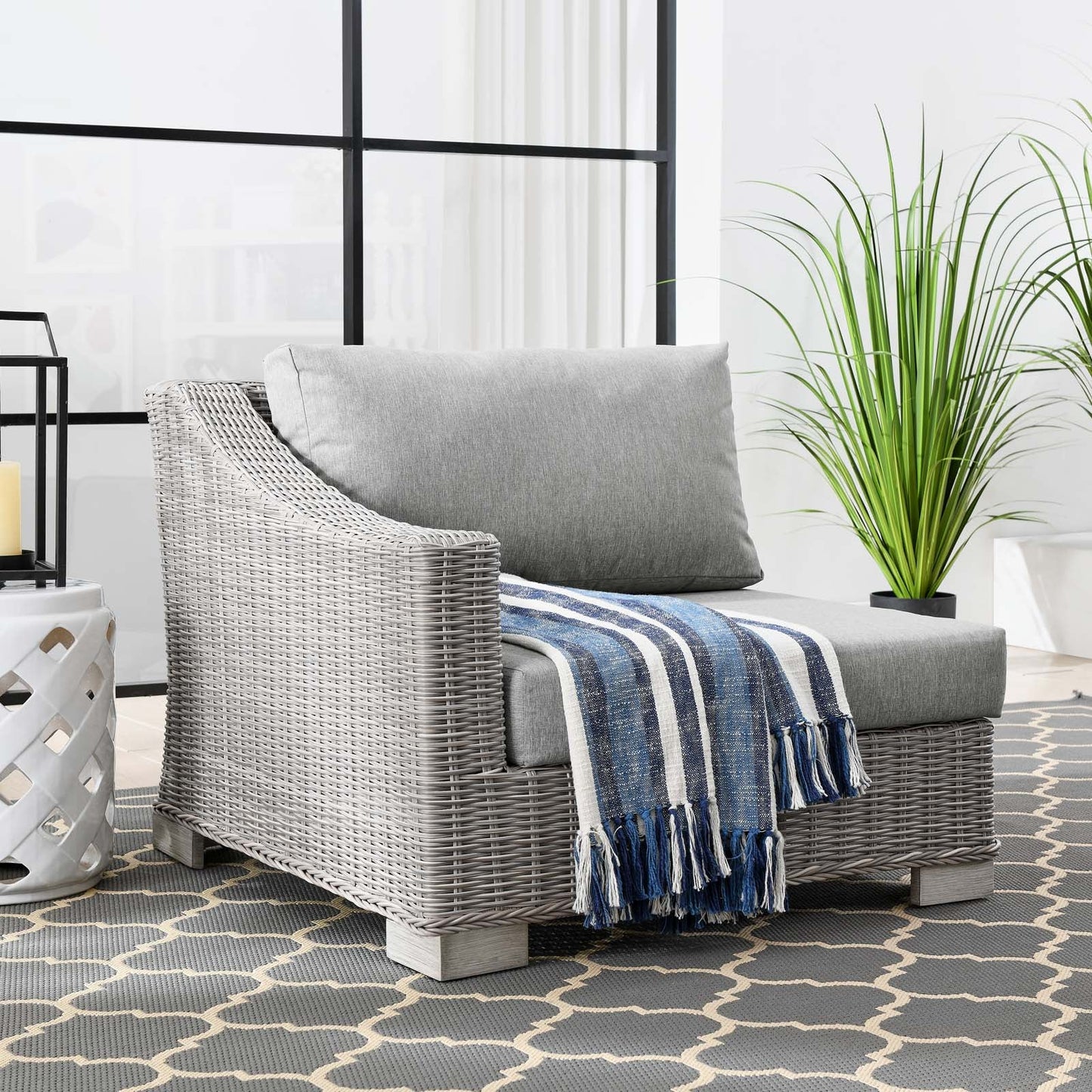 Modway Conway Outdoor Patio Wicker Rattan Left-Arm Chair | Outdoor Chairs