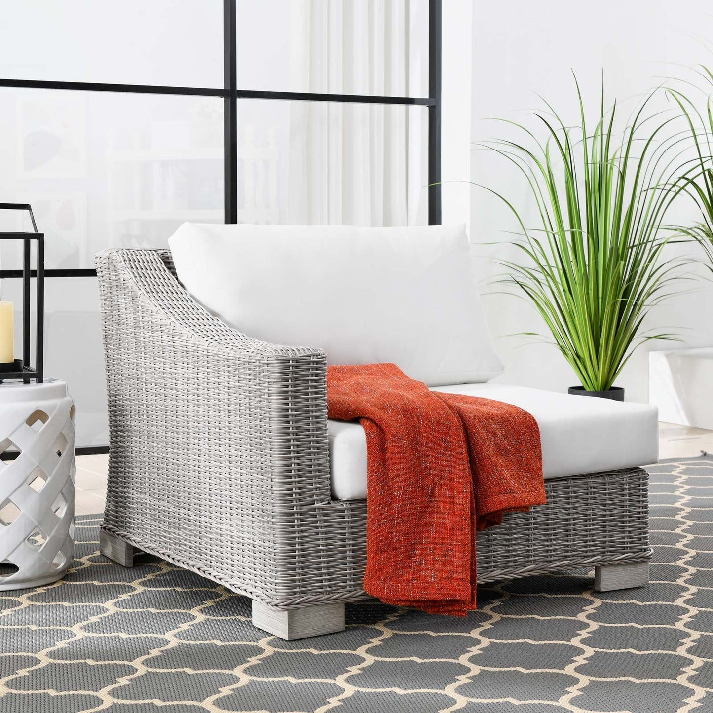 Modway Conway Outdoor Patio Wicker Rattan Left-Arm Chair | Outdoor Chairs | 