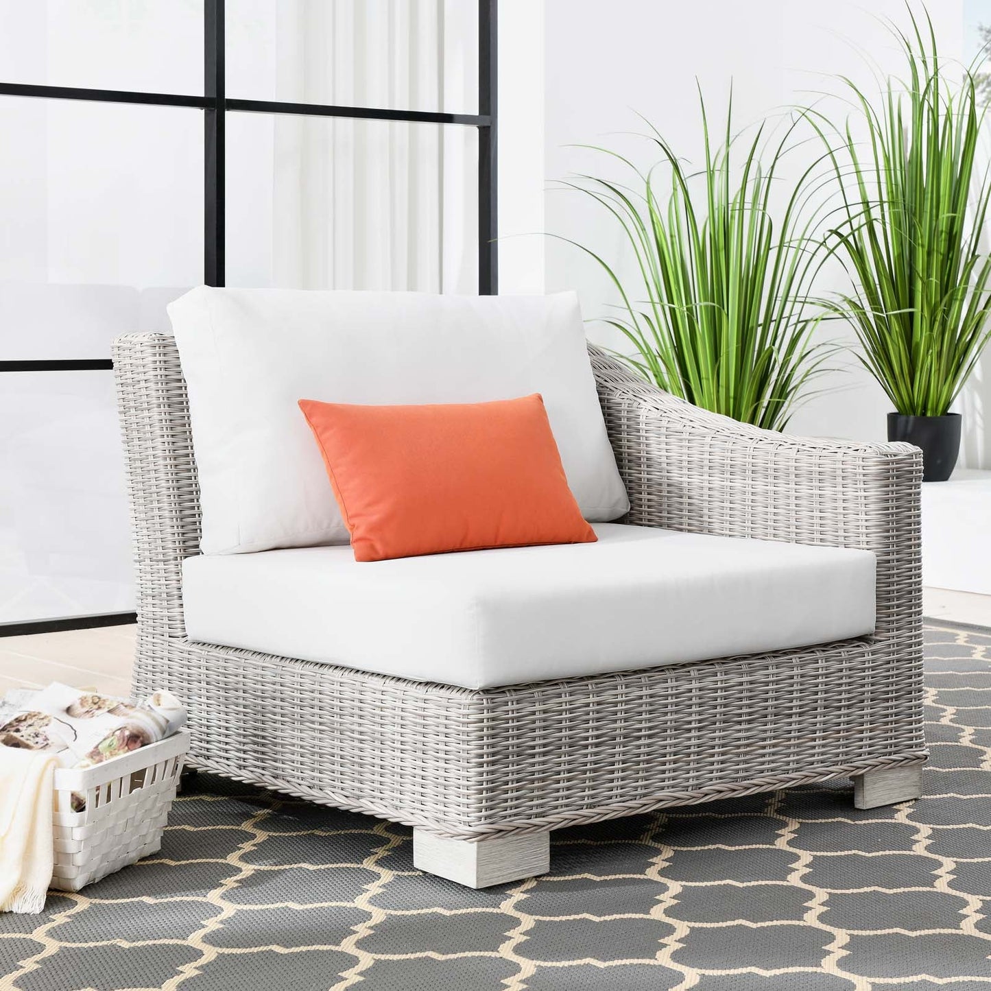 Modway Conway Outdoor Patio Wicker Rattan Right-Arm Chair | Outdoor Chairs | 