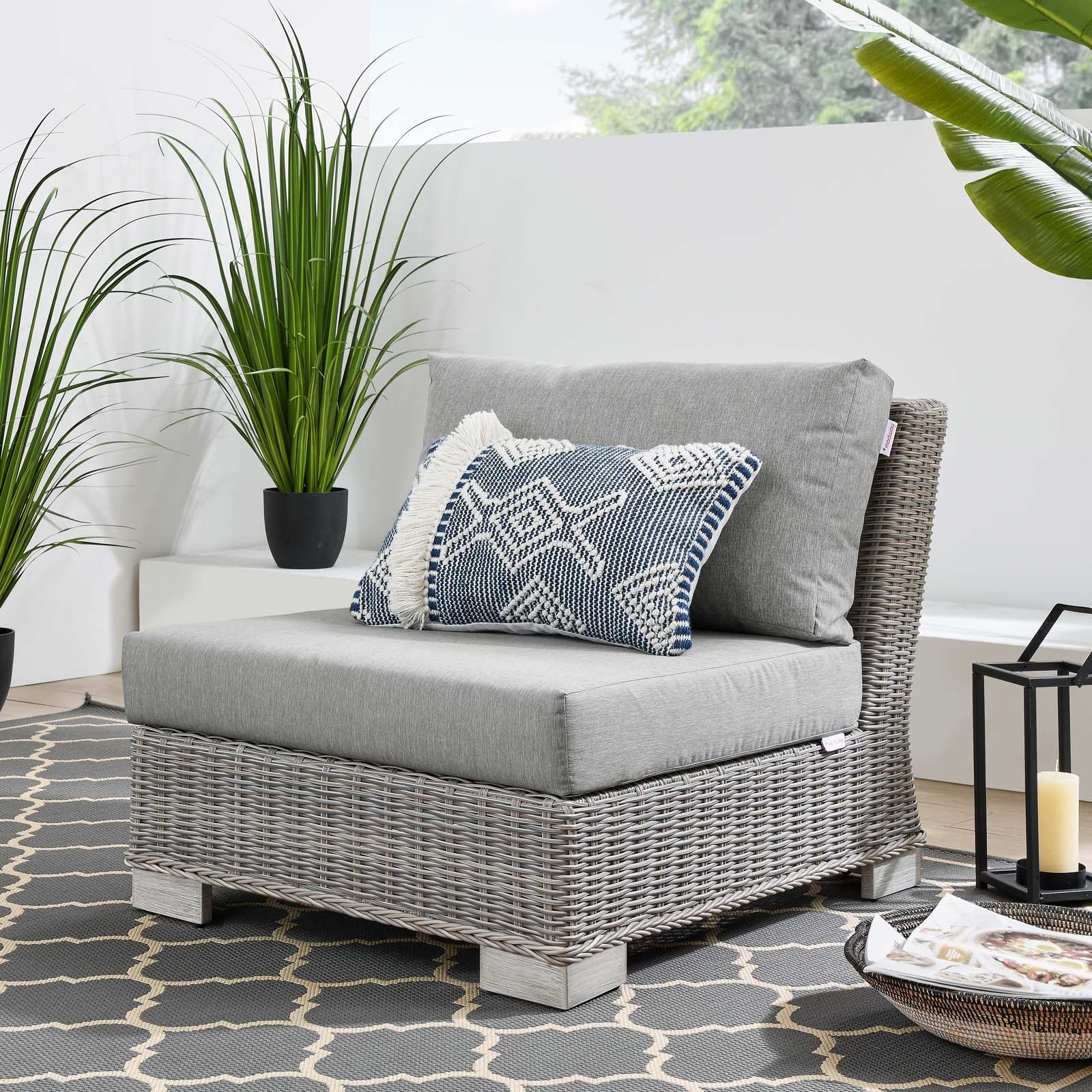 Modway Conway Outdoor Patio Wicker Rattan Armless Chair | Outdoor Chairs