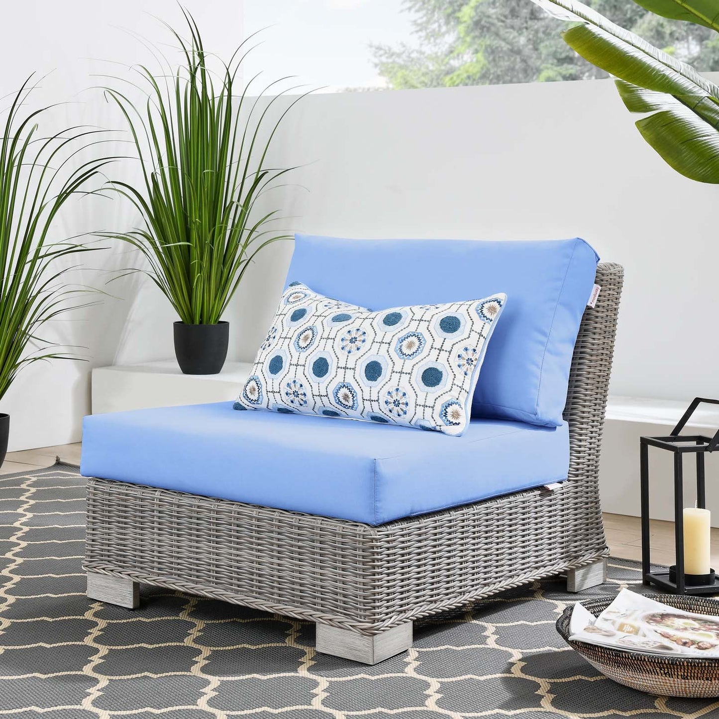 Modway Conway Outdoor Patio Wicker Rattan Armless Chair | Outdoor Chairs | 