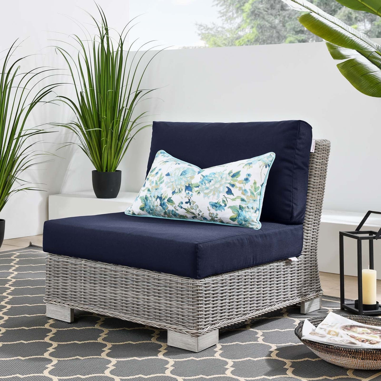 Modway Conway Outdoor Patio Wicker Rattan Armless Chair | Outdoor Chairs | 