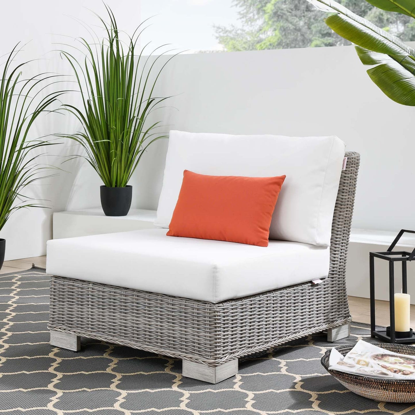 Modway Conway Outdoor Patio Wicker Rattan Armless Chair | Outdoor Chairs | 