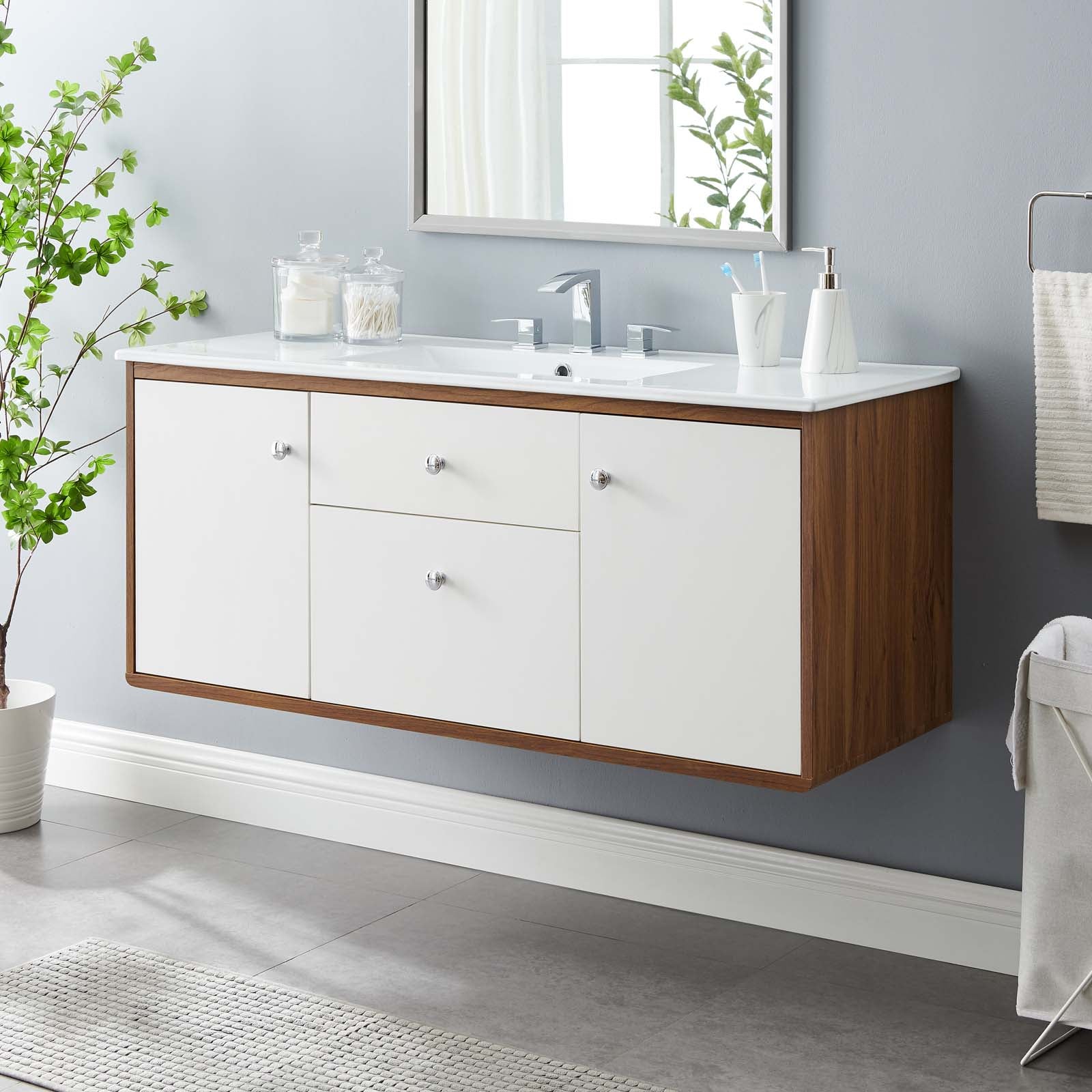 Modway Transmit 48" Wall-Mount Bathroom Vanity | Bathroom Accessories | Modishstore