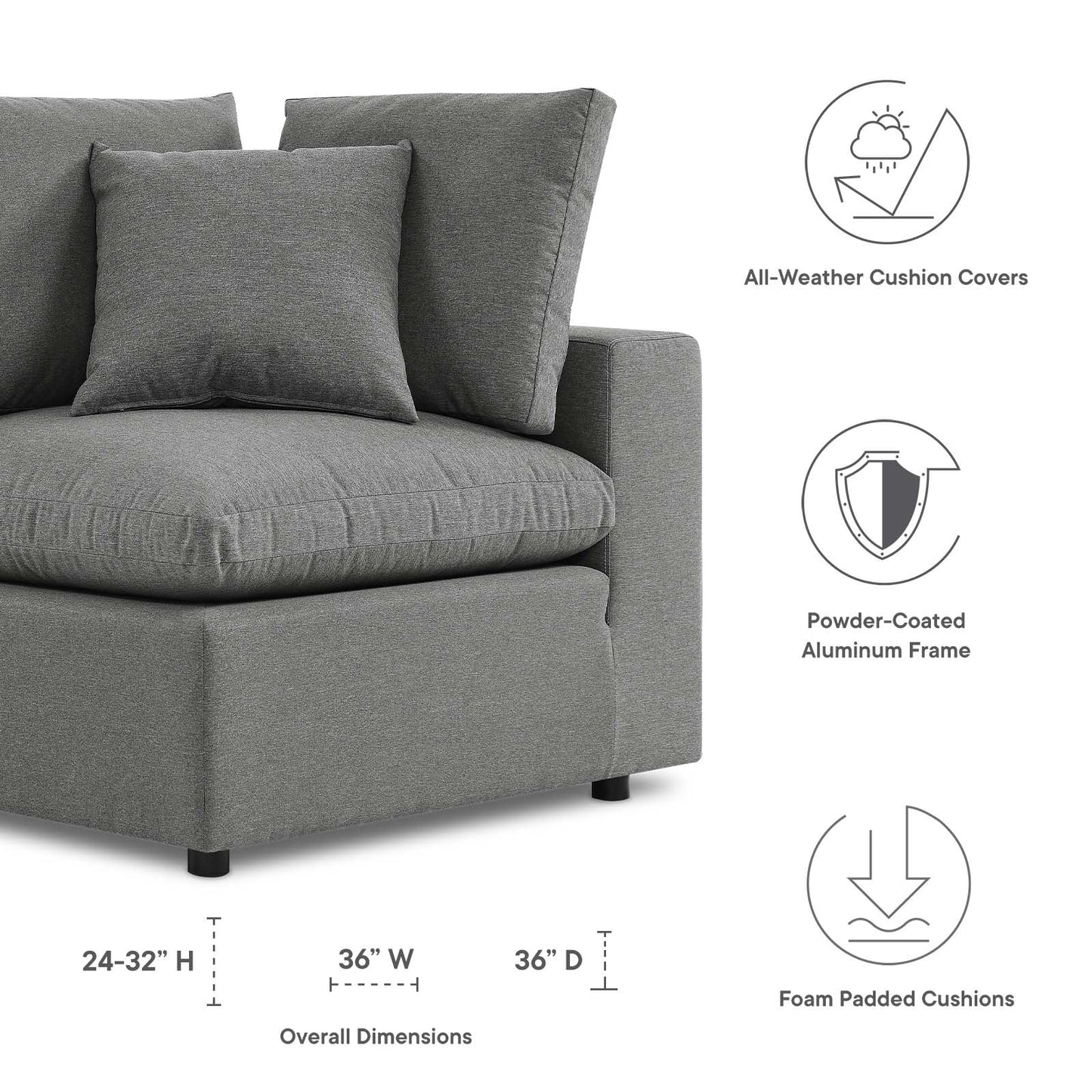 Modway Commix Overstuffed Outdoor Patio Corner Chair | Outdoor Sofas, Loveseats & Sectionals | 