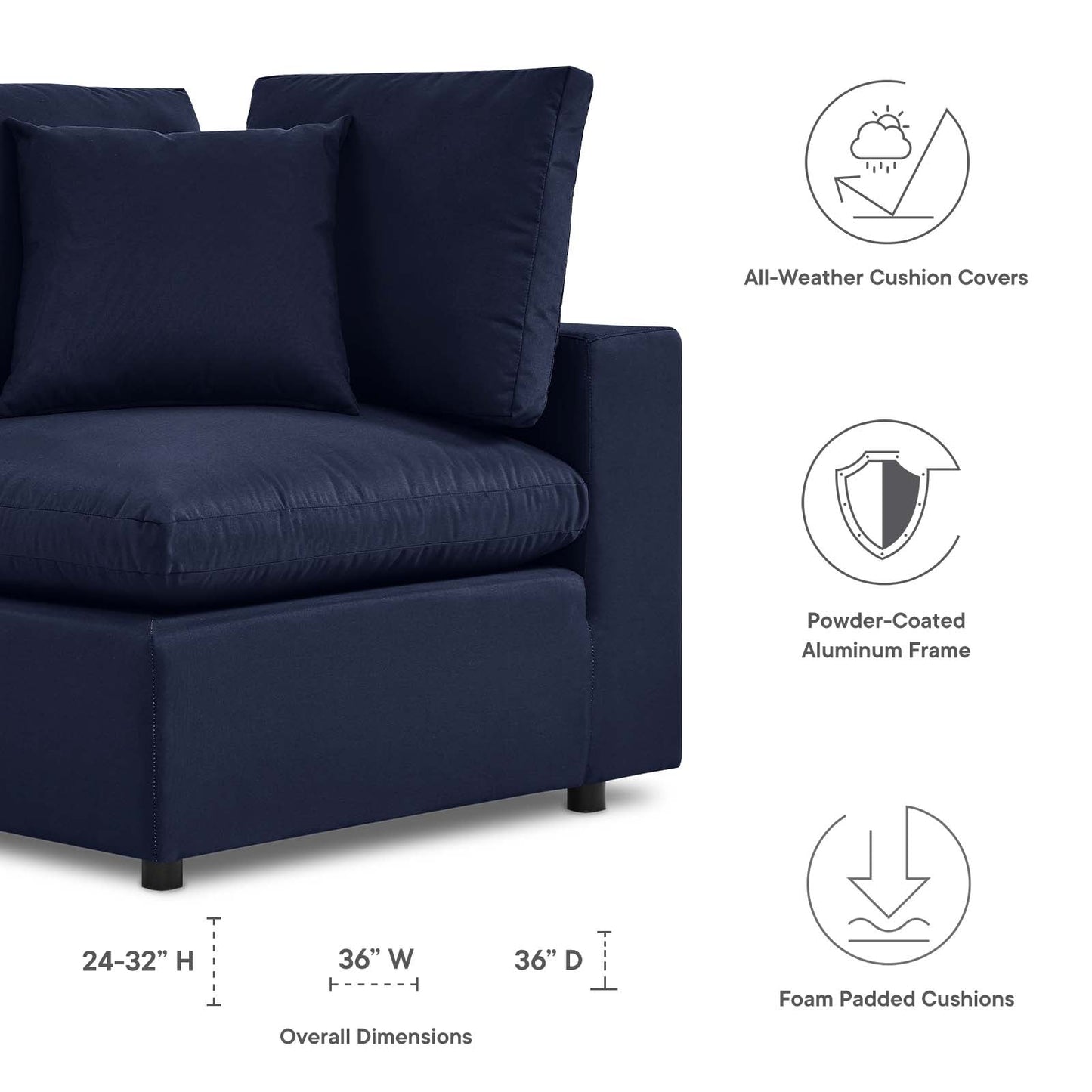 Modway Commix Overstuffed Outdoor Patio Corner Chair | Outdoor Sofas, Loveseats & Sectionals | 