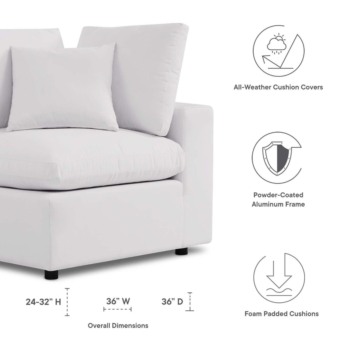 Modway Commix Overstuffed Outdoor Patio Corner Chair | Outdoor Sofas, Loveseats & Sectionals | 