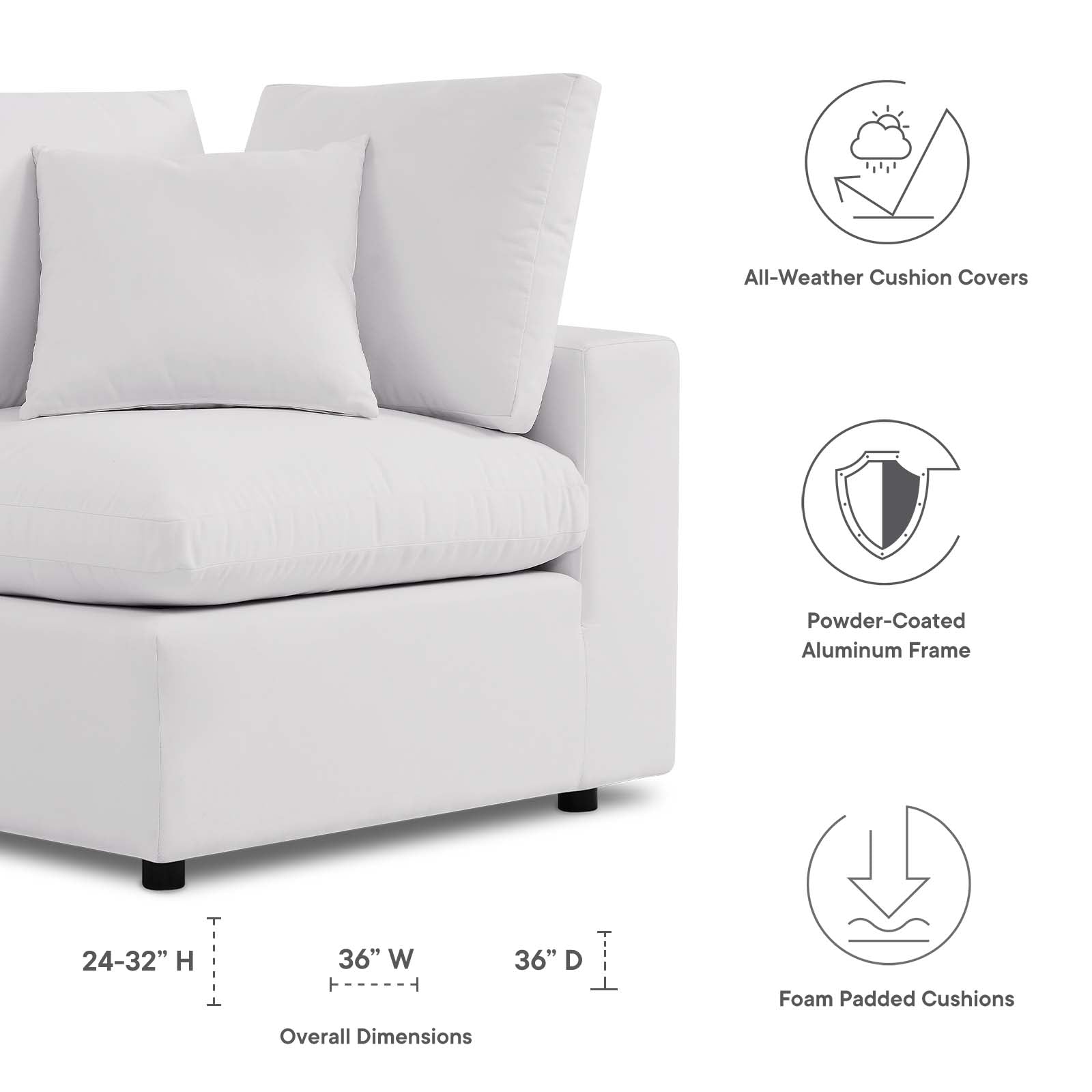 Modway Commix Overstuffed Outdoor Patio Corner Chair | Outdoor Sofas, Loveseats & Sectionals | 