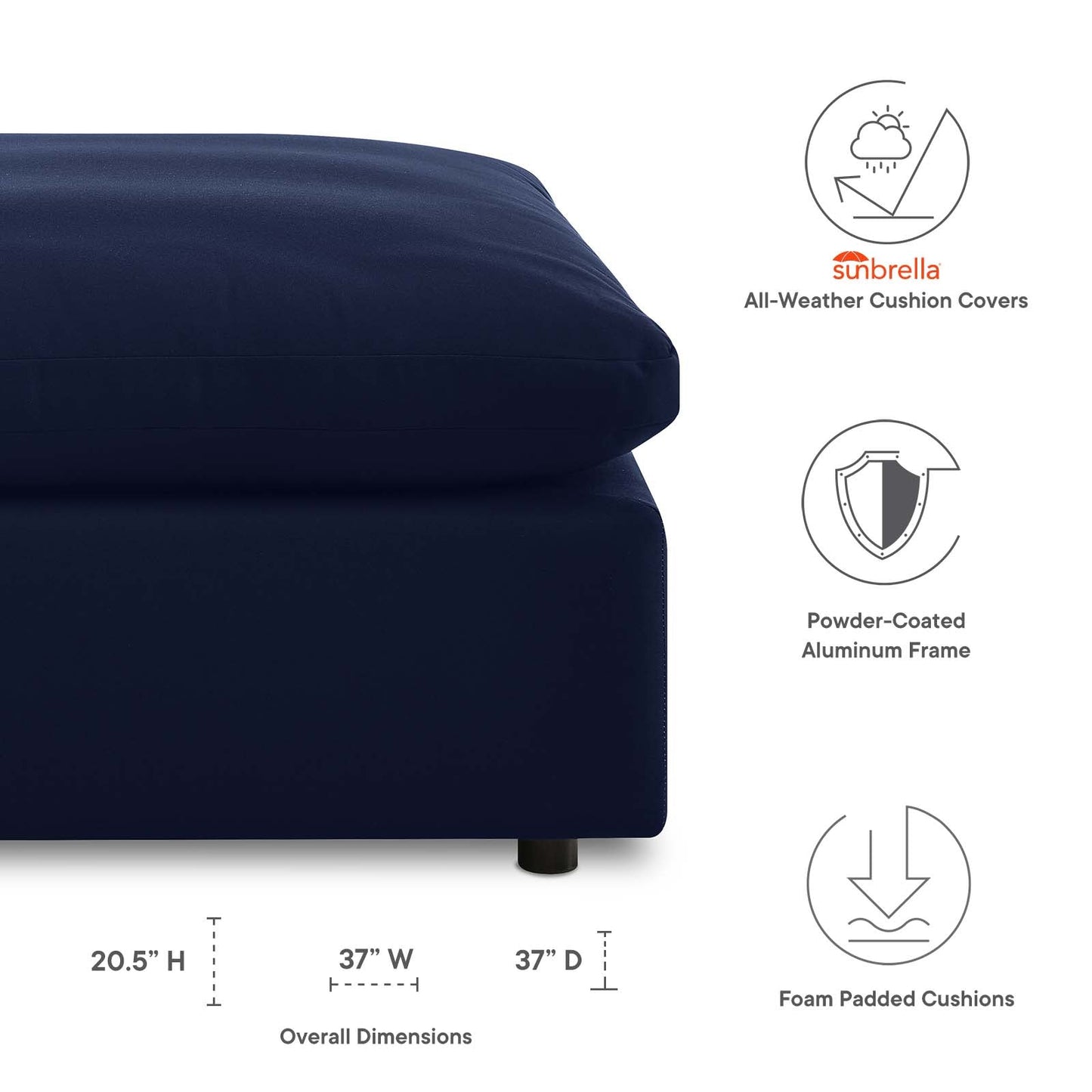 Modway Commix Sunbrella® Outdoor Patio Ottoman | Outdoor Sofas, Loveseats & Sectionals | 
