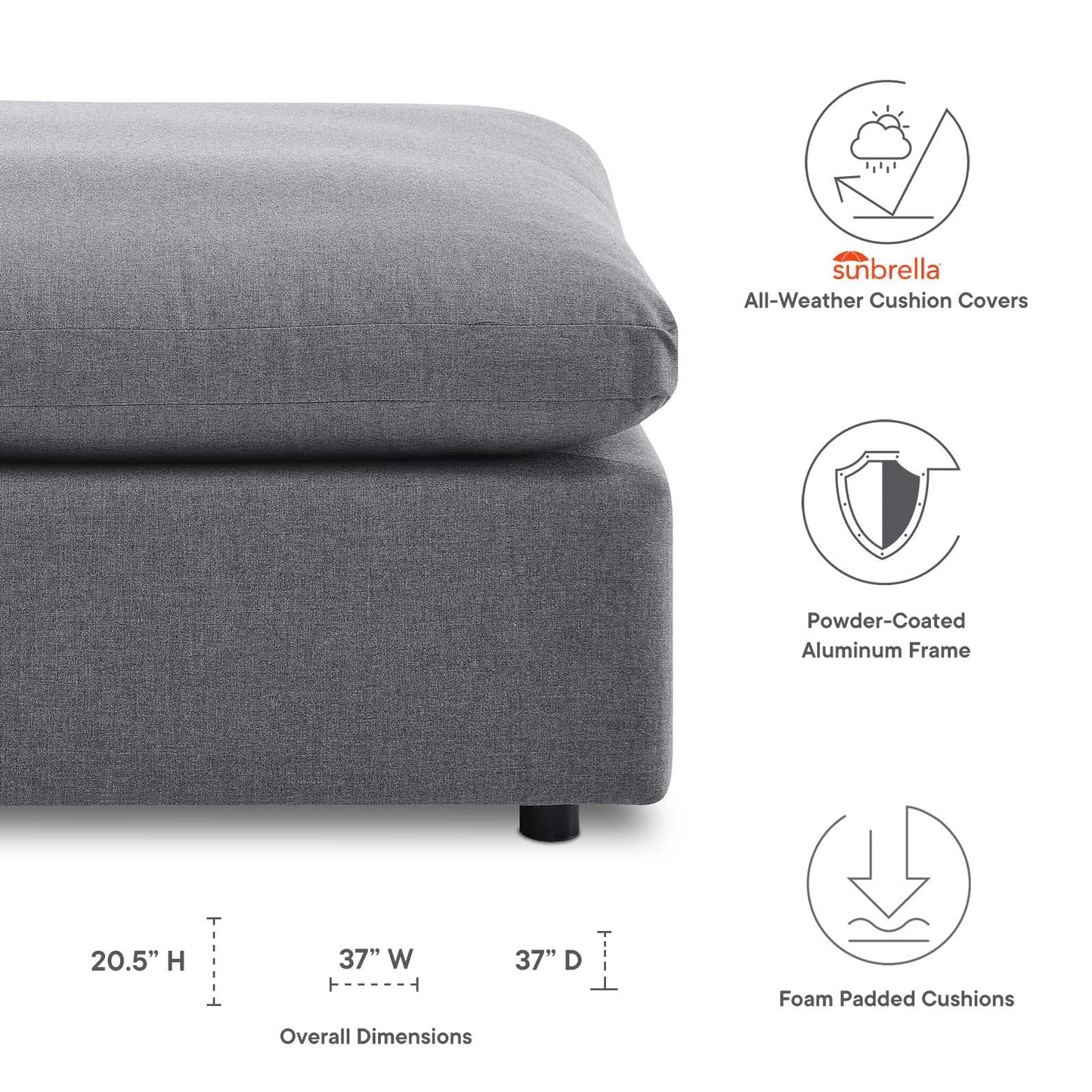 Modway Commix Sunbrella® Outdoor Patio Ottoman | Outdoor Sofas, Loveseats & Sectionals | 