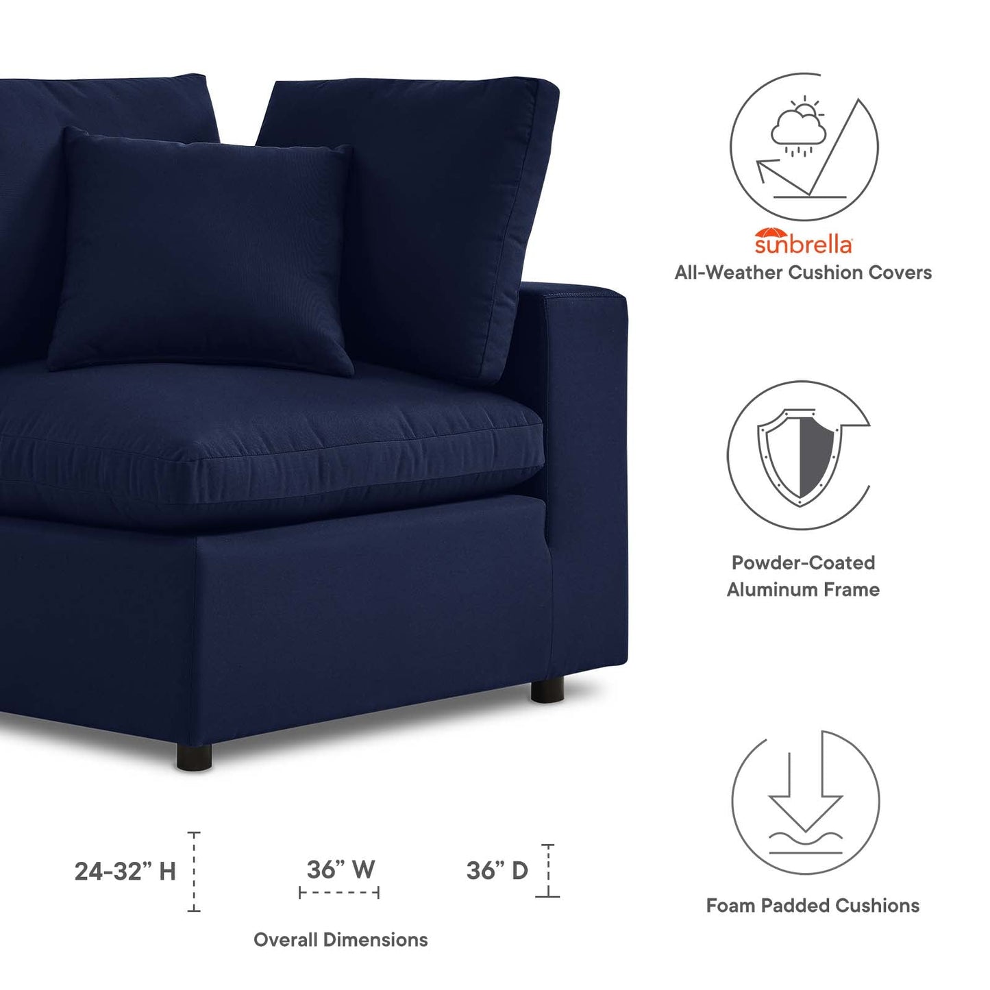 Modway Commix Sunbrella® Outdoor Patio Corner Chair | Outdoor Sofas, Loveseats & Sectionals | 
