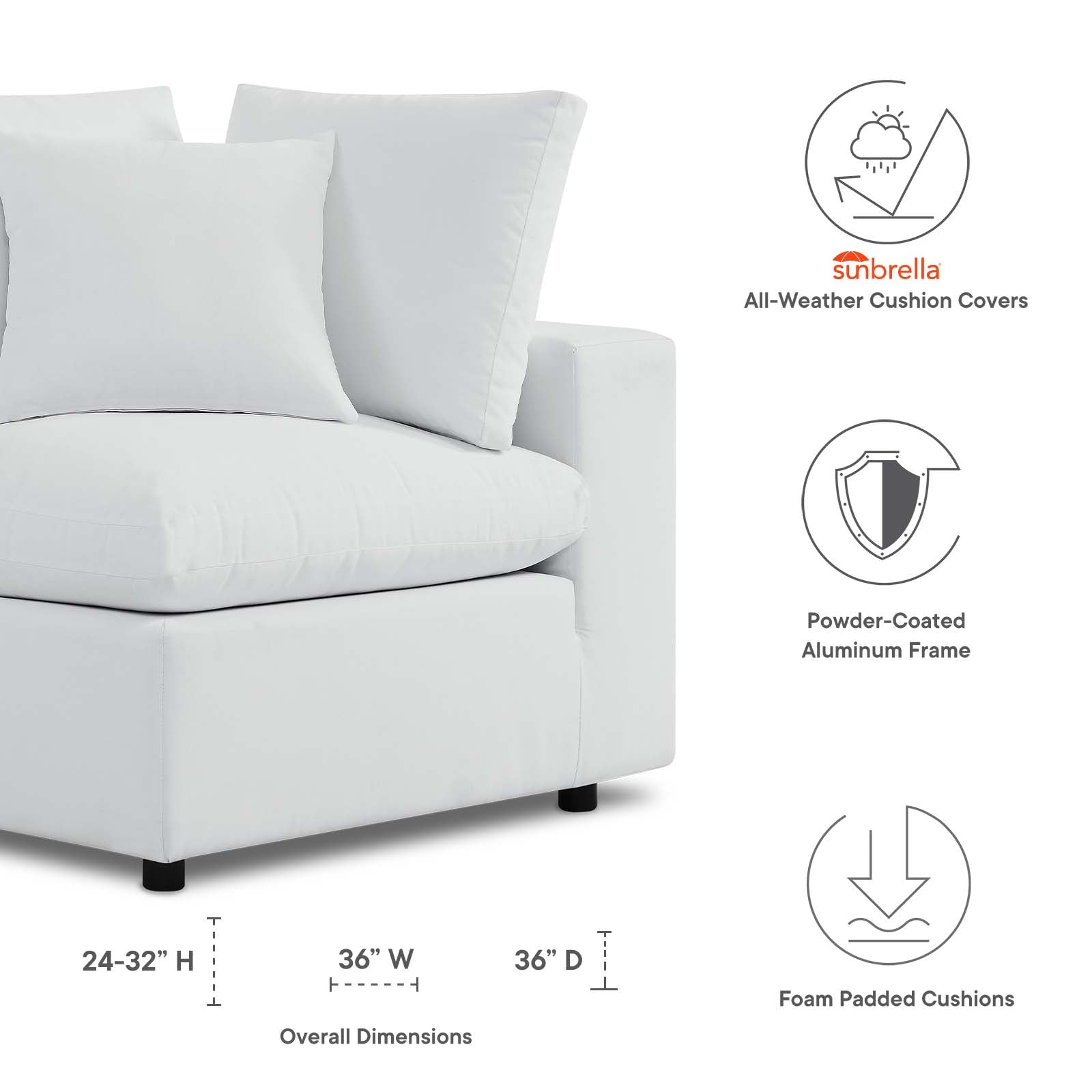Modway Commix Sunbrella® Outdoor Patio Corner Chair | Outdoor Sofas, Loveseats & Sectionals | 