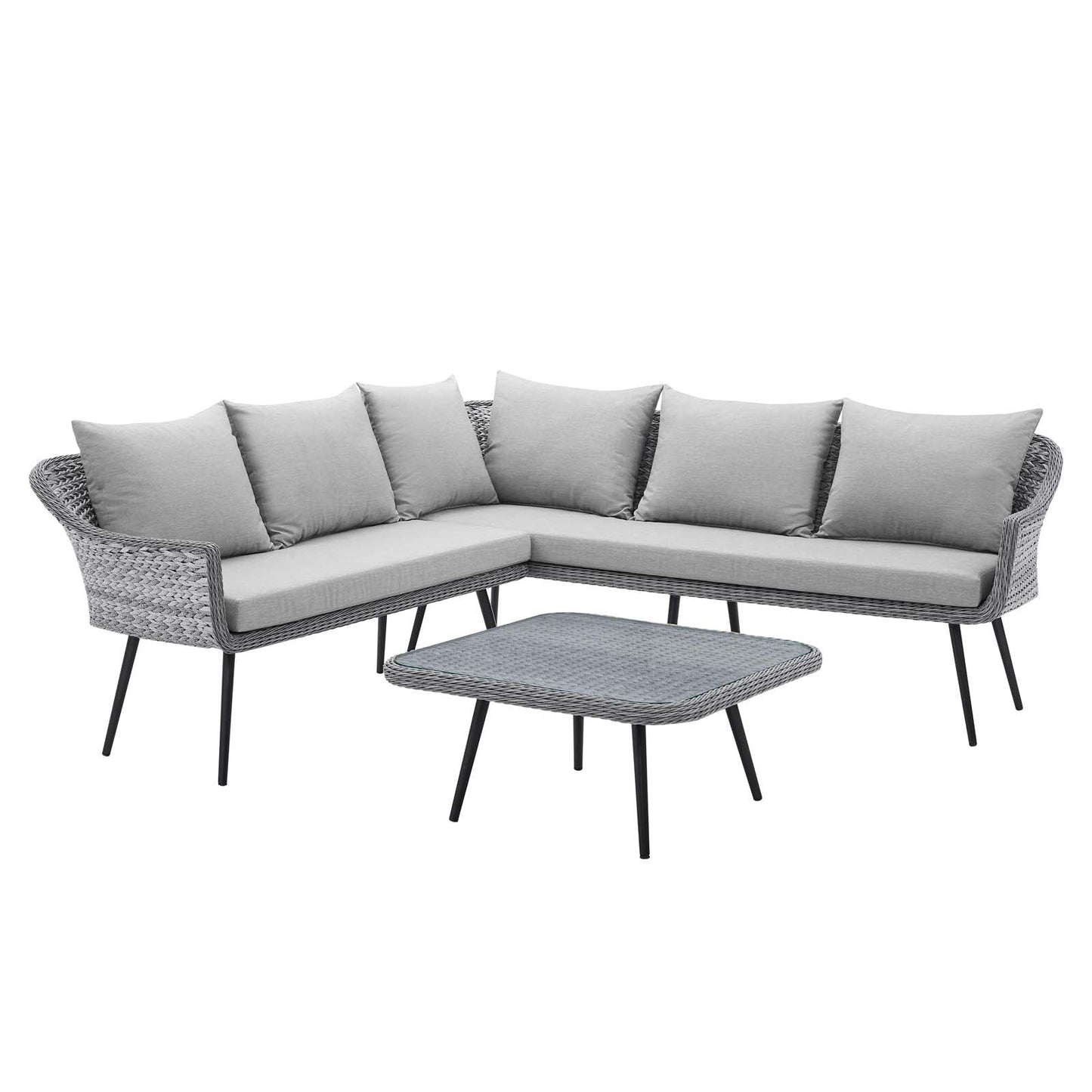 Modway Endeavor Outdoor Patio Wicker Rattan Outdoor Patio Wicker Rattan Seating Set | Outdoor Sofas, Loveseats & Sectionals | 