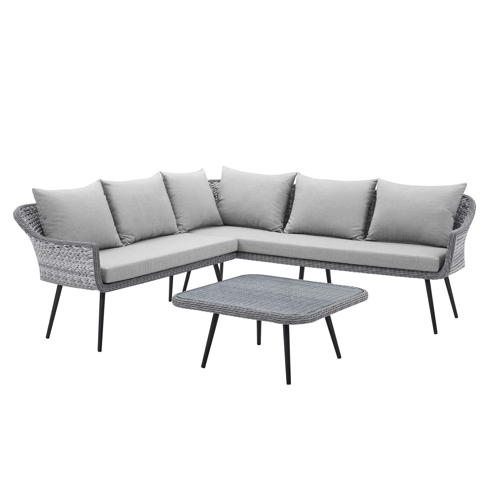 Modway Endeavor Outdoor Patio Wicker Rattan Outdoor Patio Wicker Rattan Seating Set | Outdoor Sofas, Loveseats & Sectionals | 