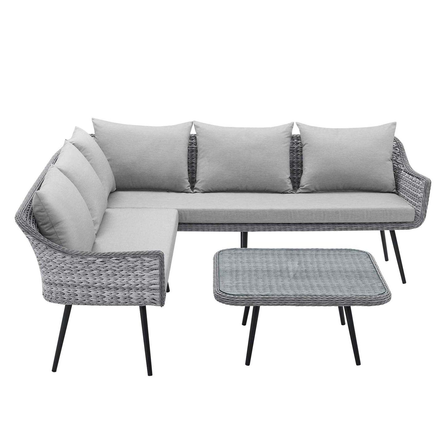 Modway Endeavor Outdoor Patio Wicker Rattan Outdoor Patio Wicker Rattan Seating Set | Outdoor Sofas, Loveseats & Sectionals | 