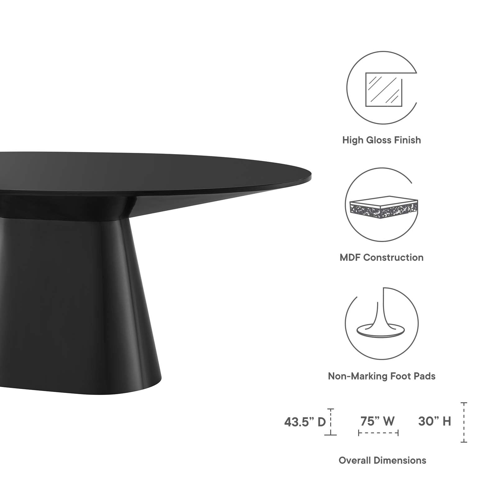 Provision 75" Oval Dining Table By Modway - EEI-4912 | Dining Tables | Modishstore - 7