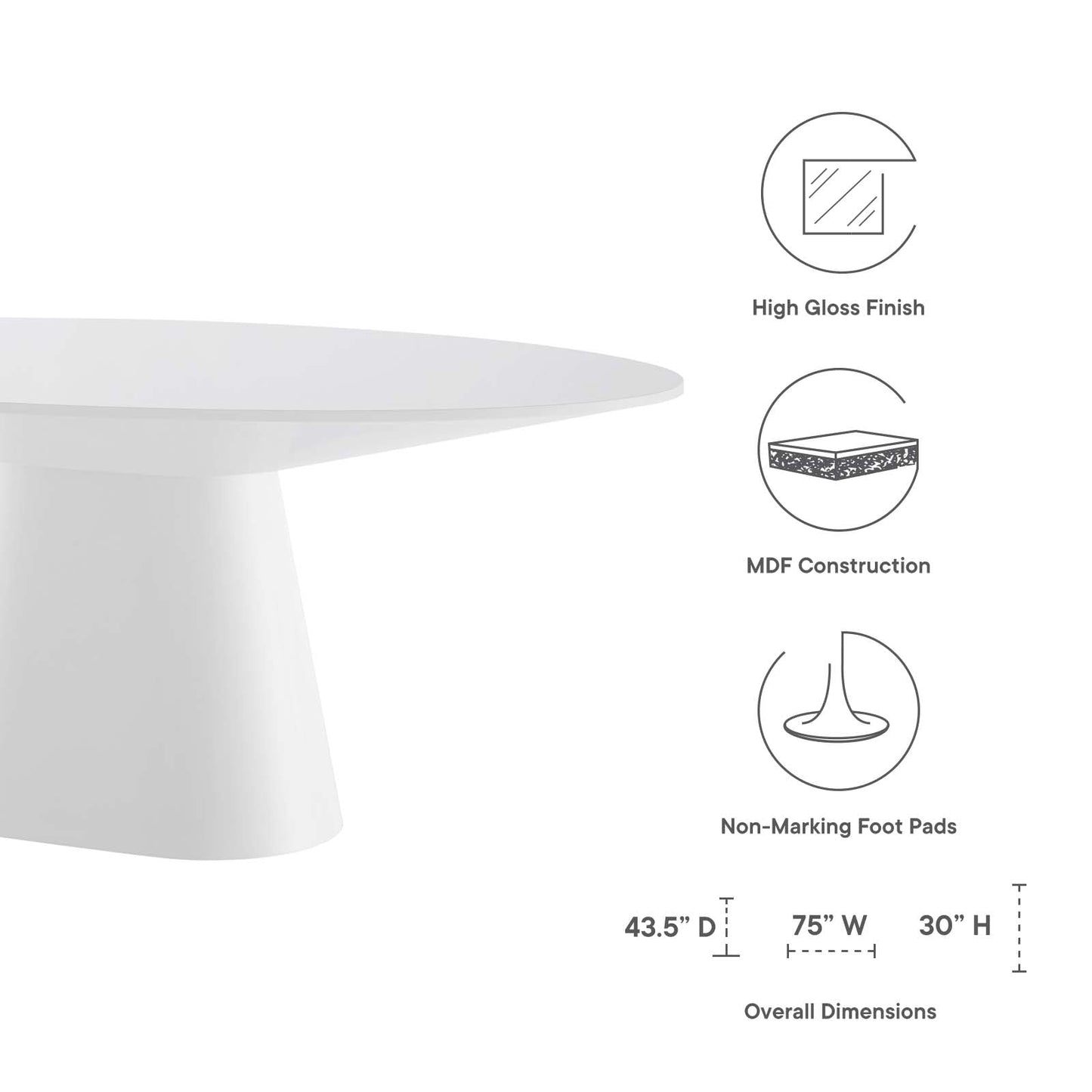 Provision 75" Oval Dining Table By Modway - EEI-4912 | Dining Tables | Modishstore - 15
